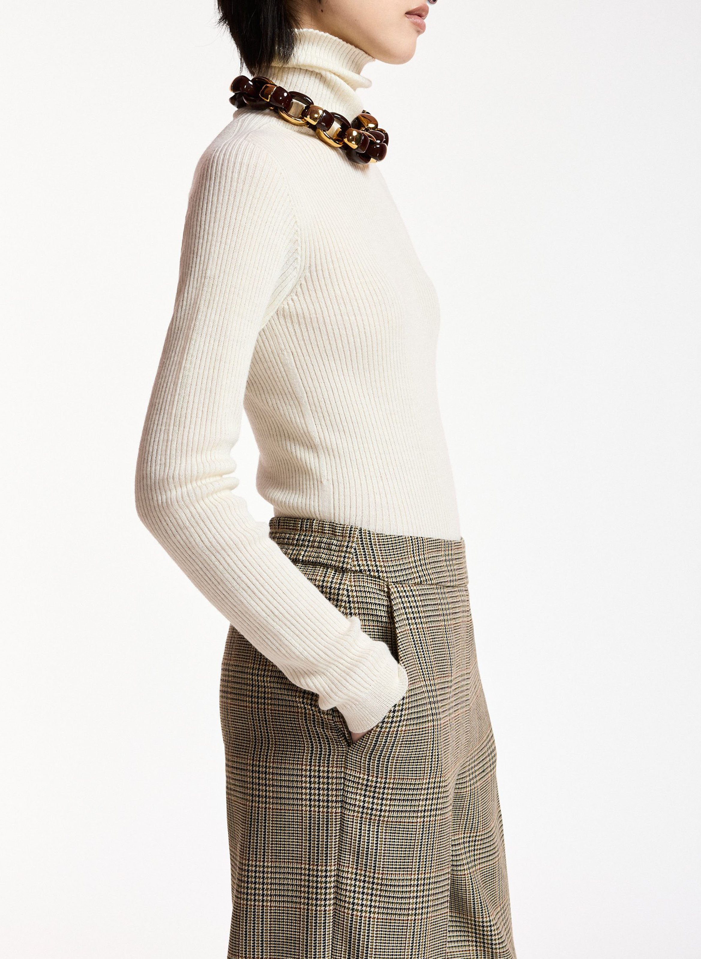 Checked straight-leg pants ESSENTIEL ANTWERP Brown