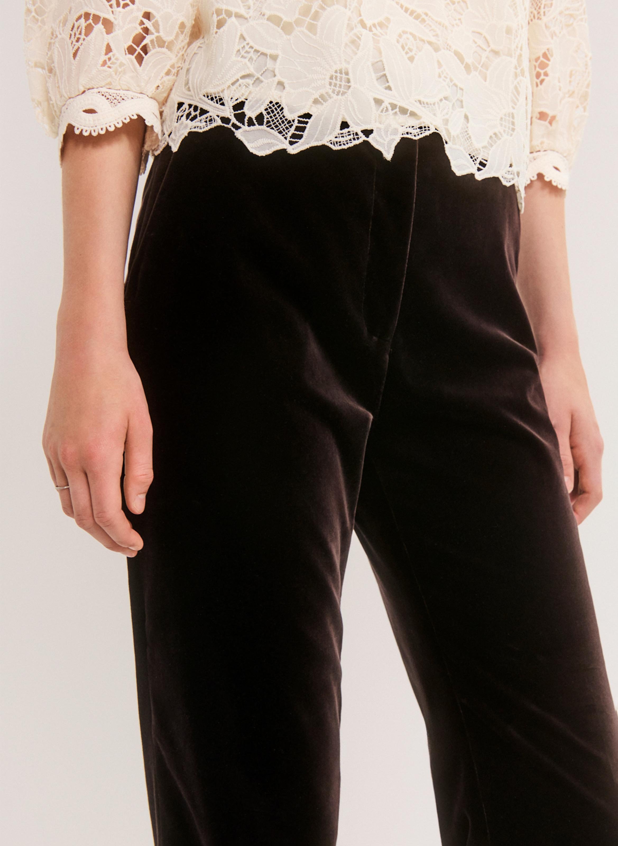Flare velvet smooth pants PABLO Brown