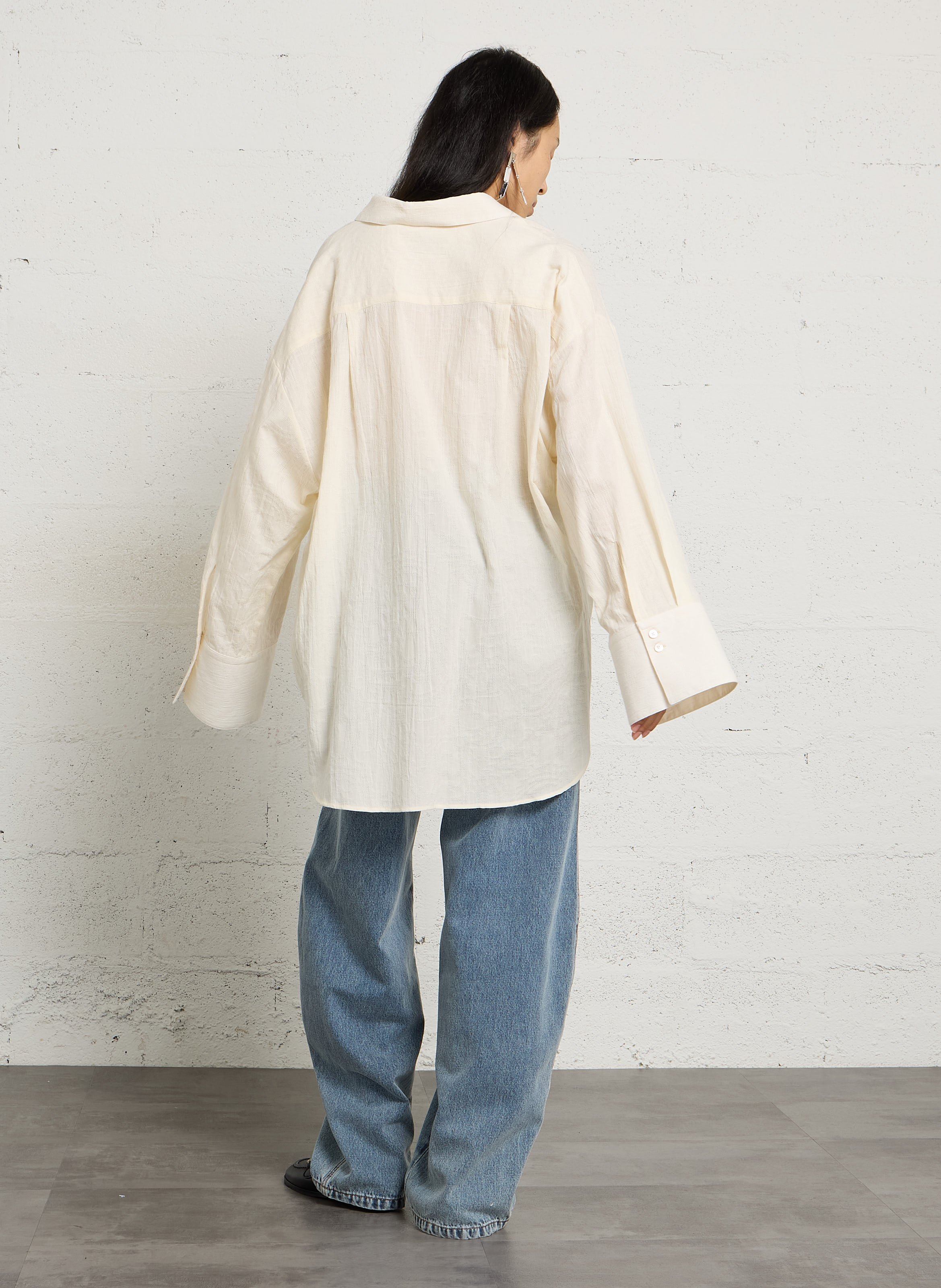 Chemise ample texturée en coton RUE DE TOKYO Beige