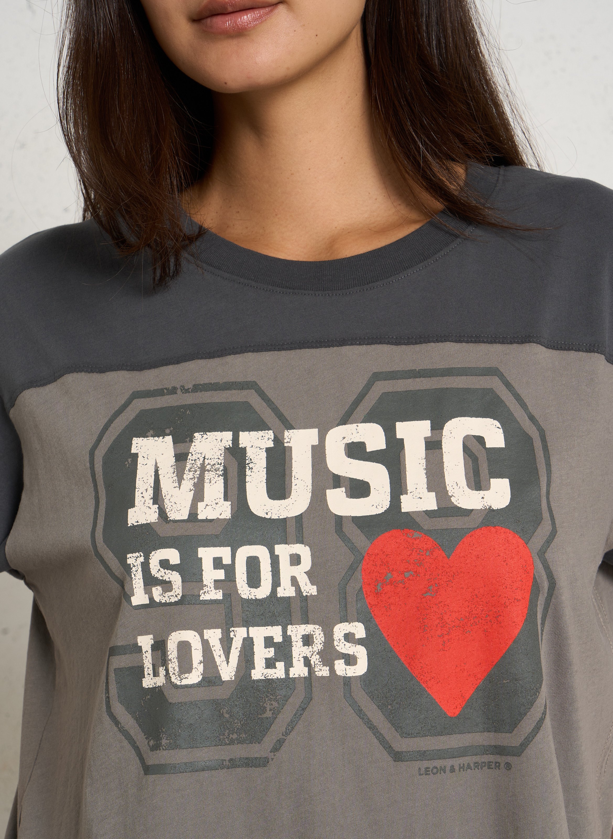 Tee-shirt imprimé en coton bio LEON & HARPER Gris