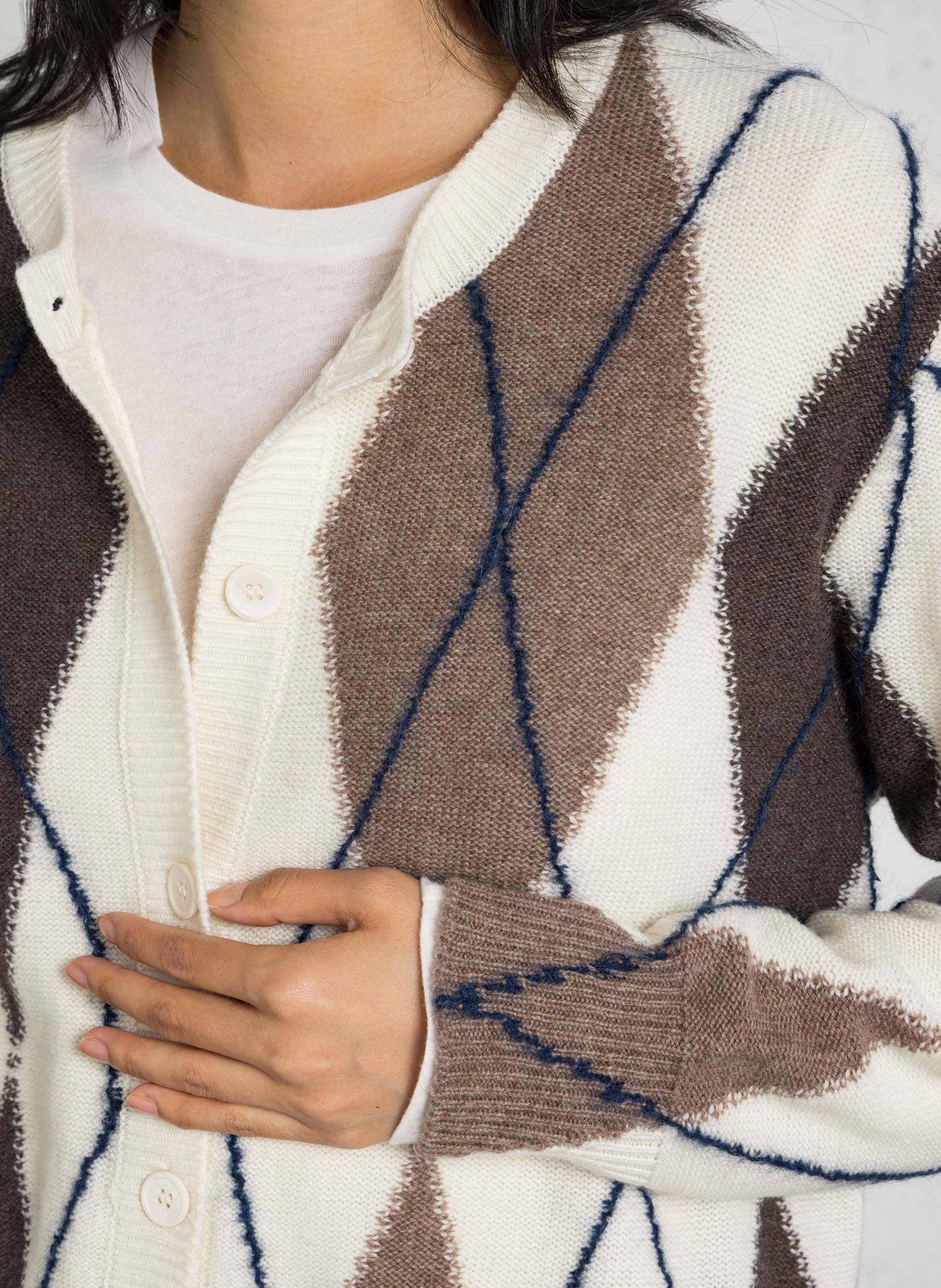 Cardigan droit en laine et cachemire MAJESTIC FILATURES Beige