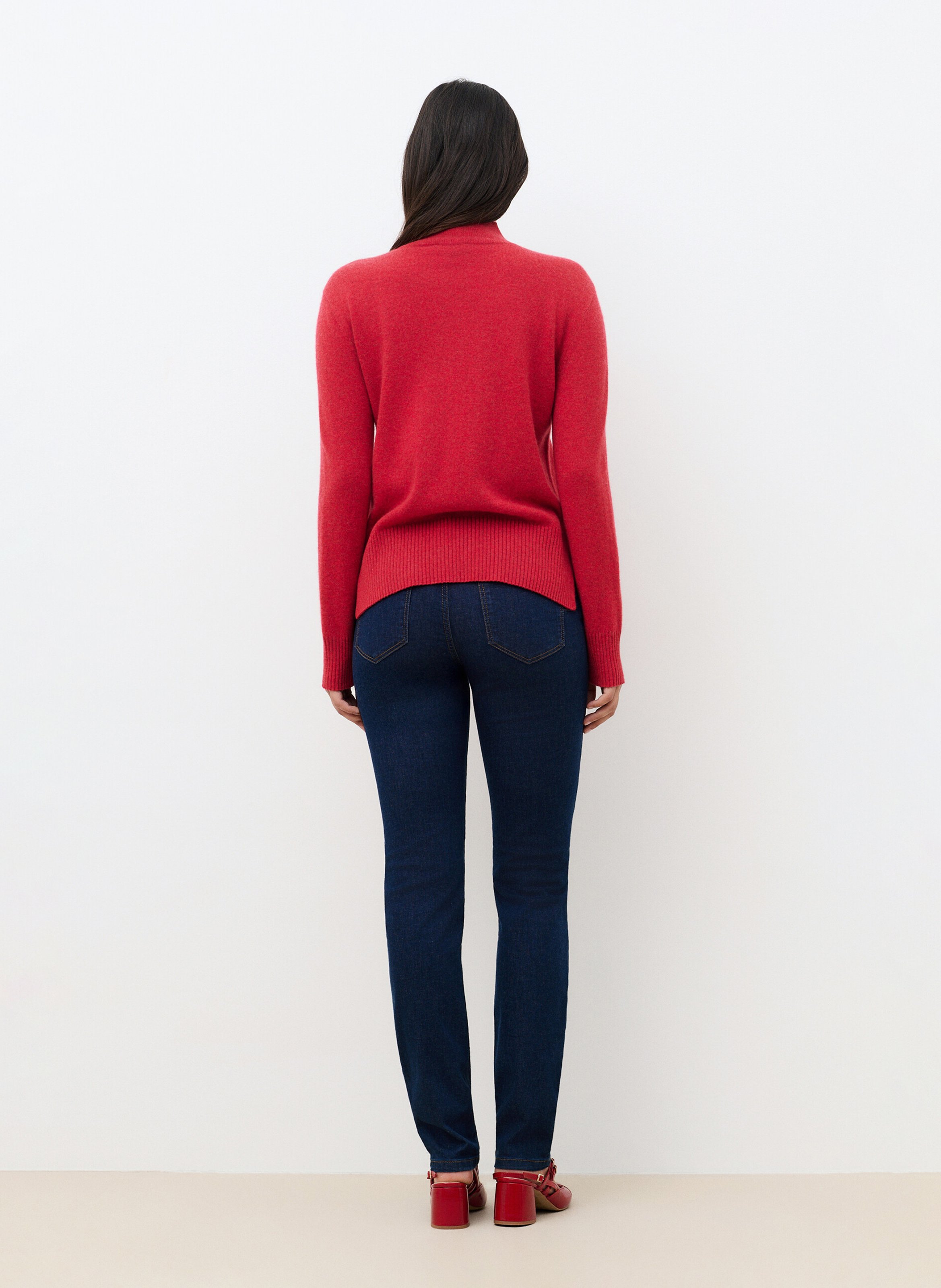 Gerade geschnittener Kaschmirpullover mit Stehkragen CAROLL Rot