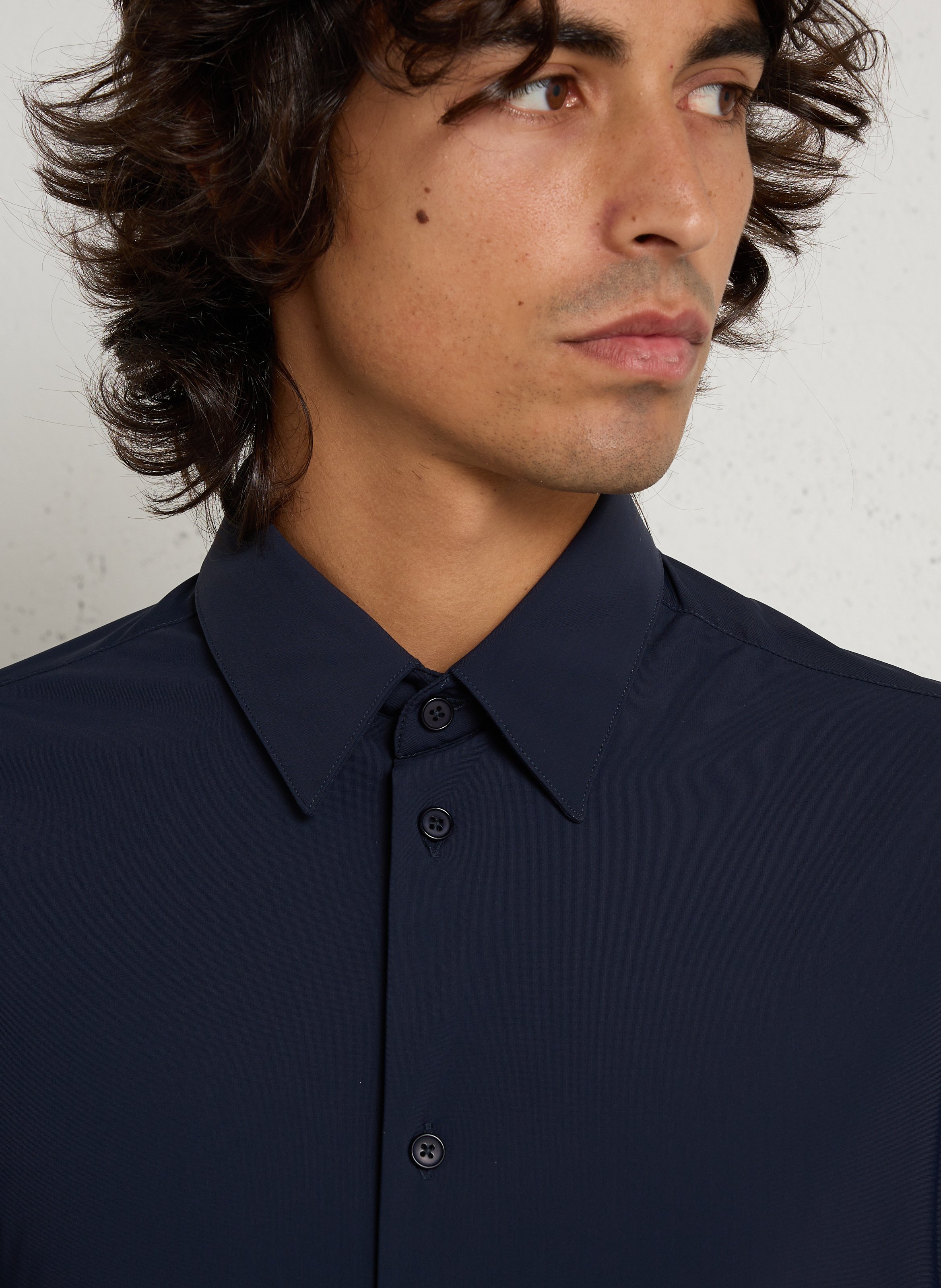 Cotton shirt with classic collar AU PRINTEMPS PARIS Blue