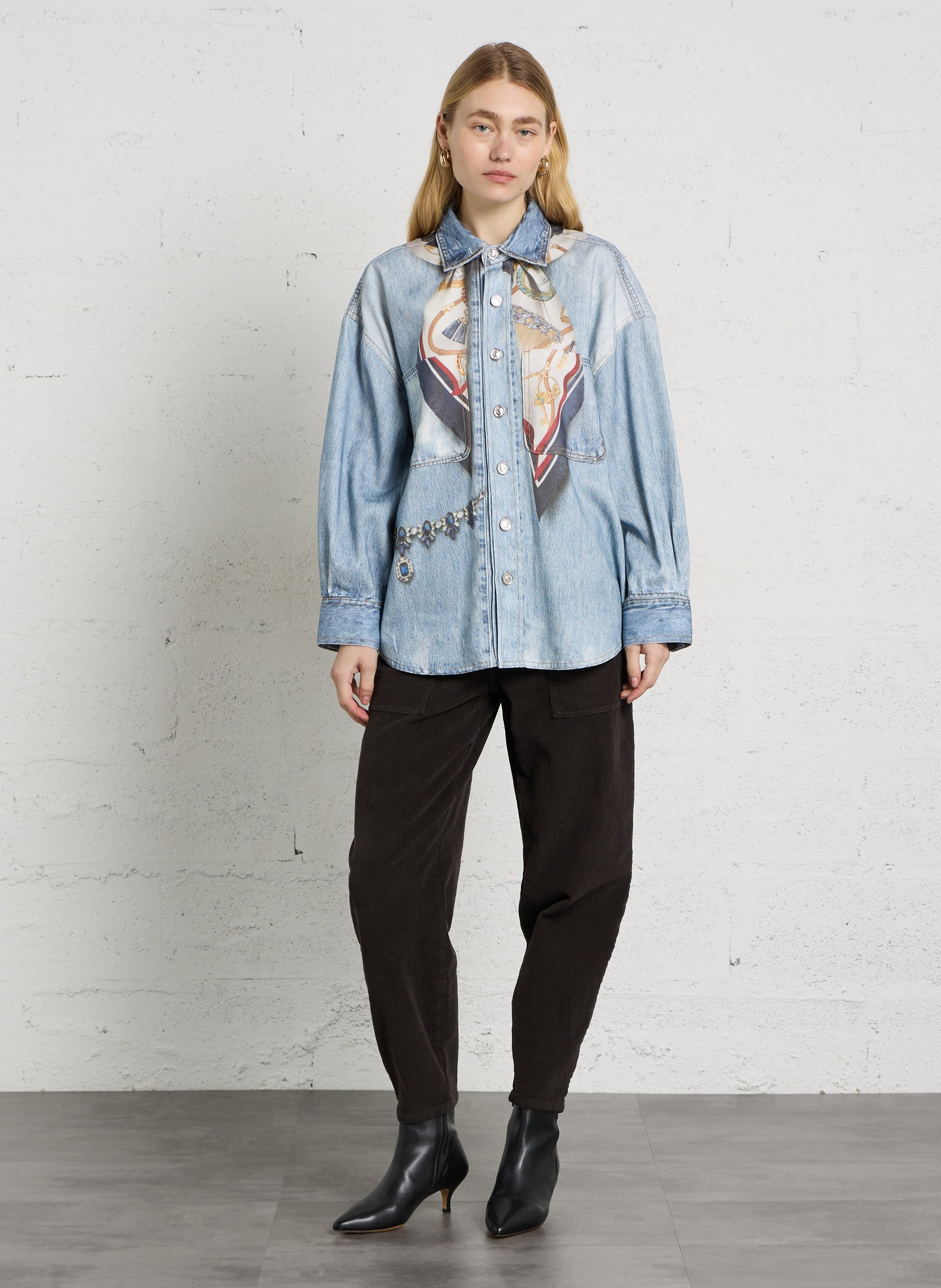 Corduroy-blend barrel-leg trousers PLEASE Brown