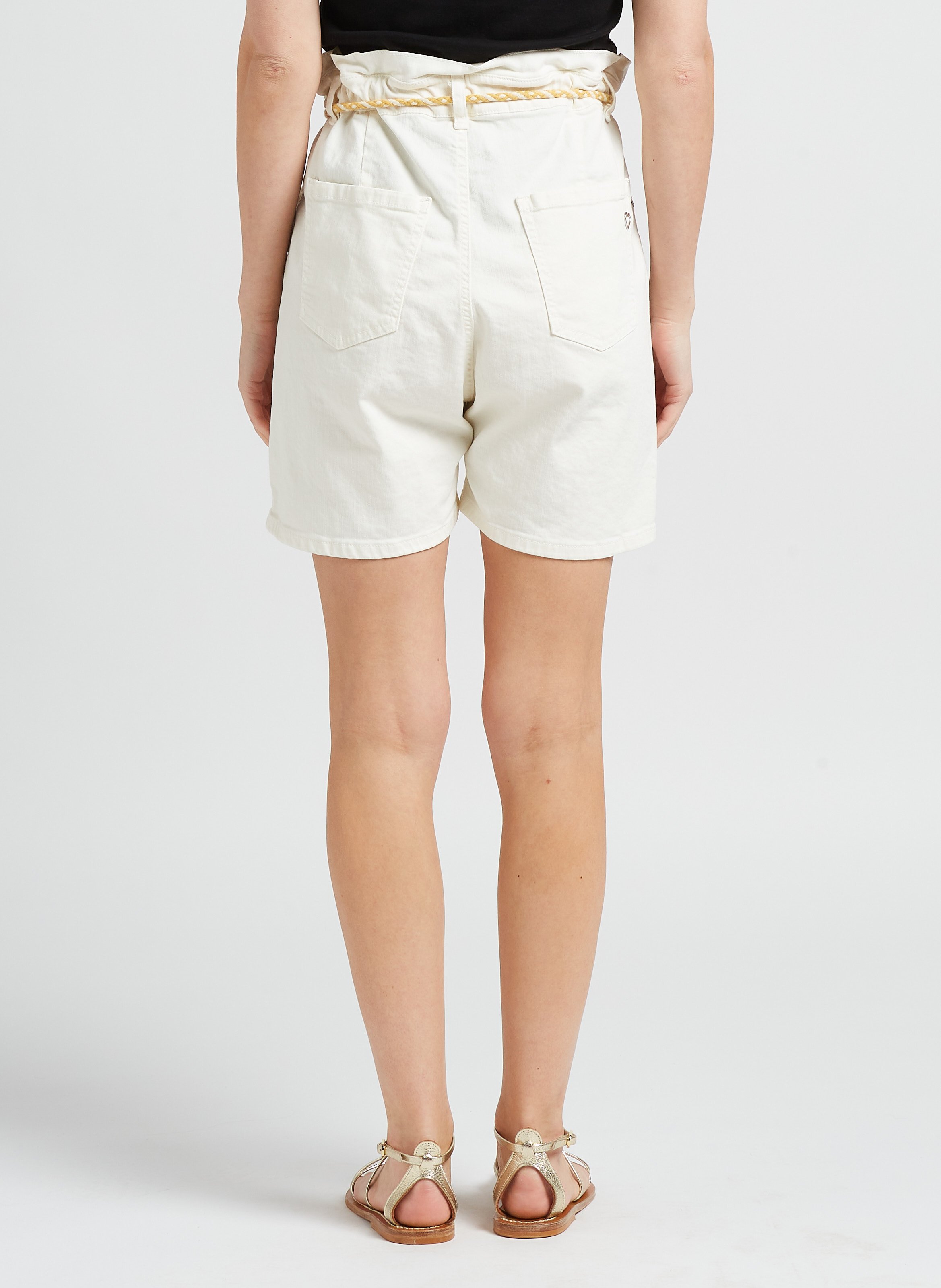 Geraffte Taillenshorts aus Baumwoll-Mix PLEASE Weiss