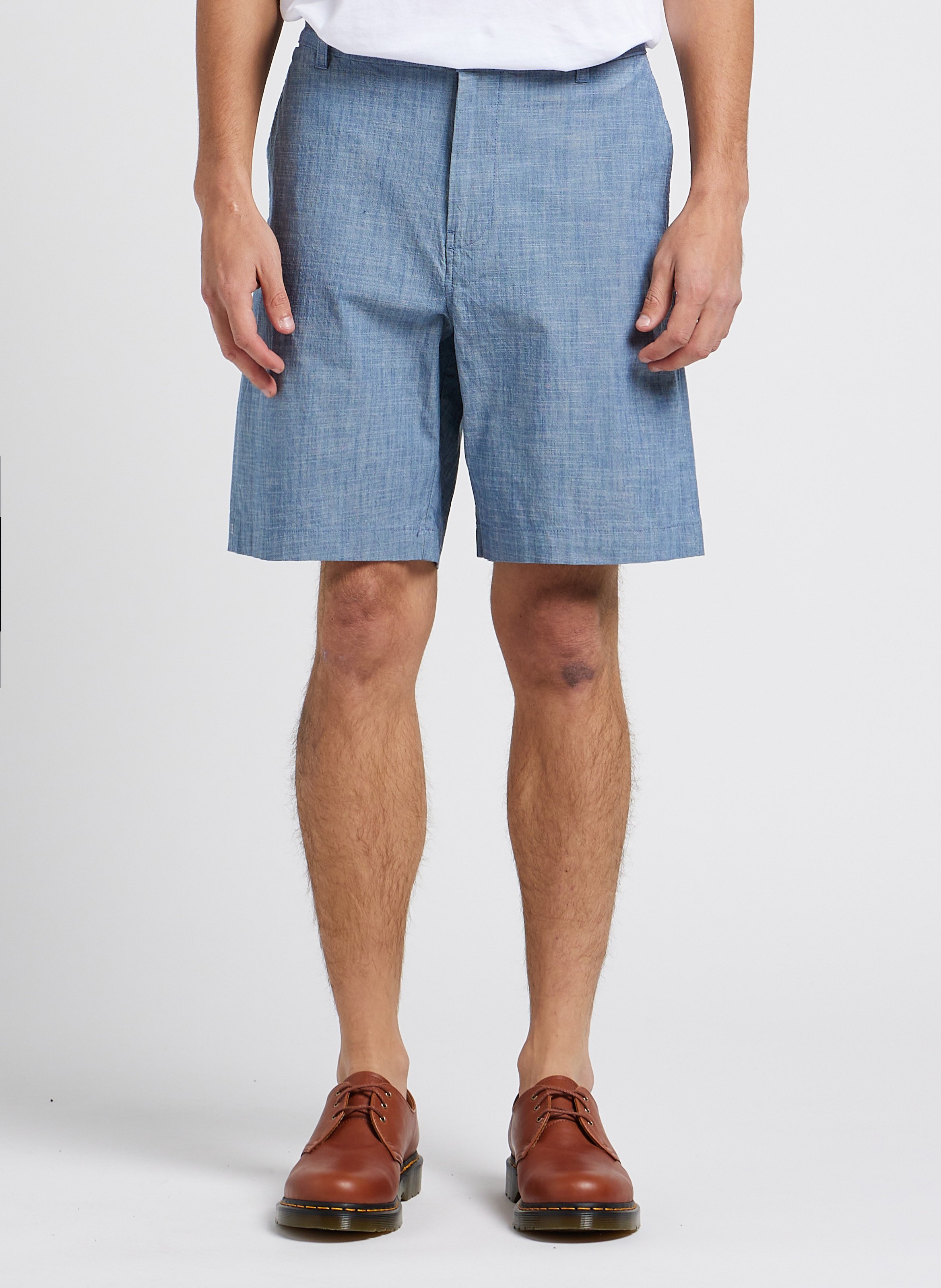 Straight-leg organic cotton-blend Bermuda shorts SELECTED Blue