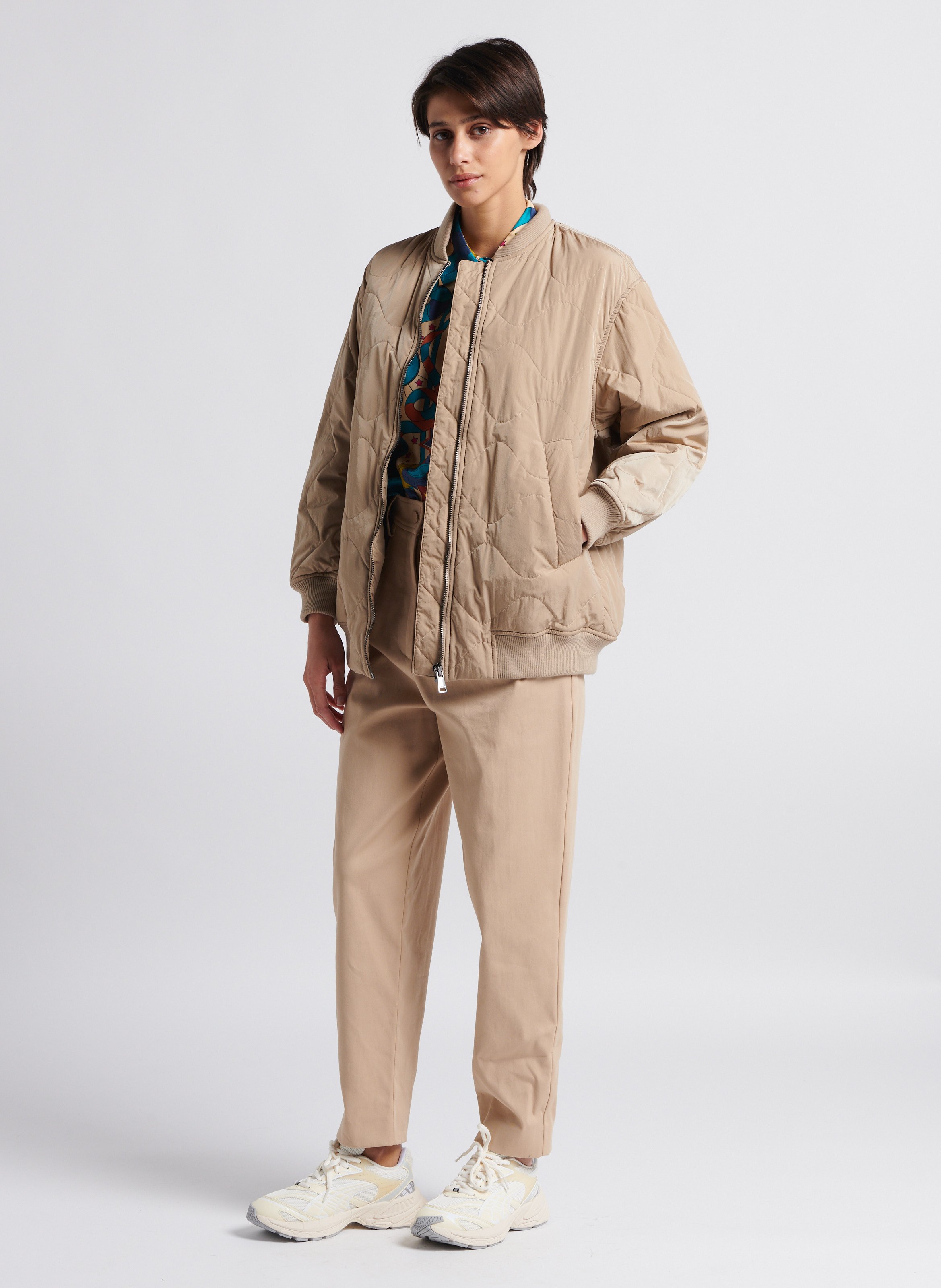 High-neck quilted-effect jacket MAX MARA WEEK END Khaki