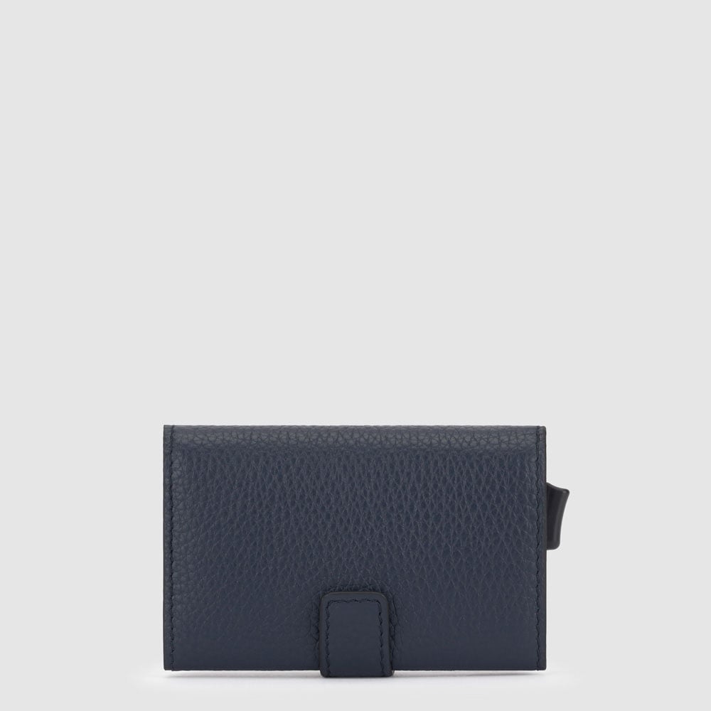 - 100% leather, - 6 cardholder slots, - 1 central compartment, - Size: L10 x H7 cm. PIQUADRO Blue
