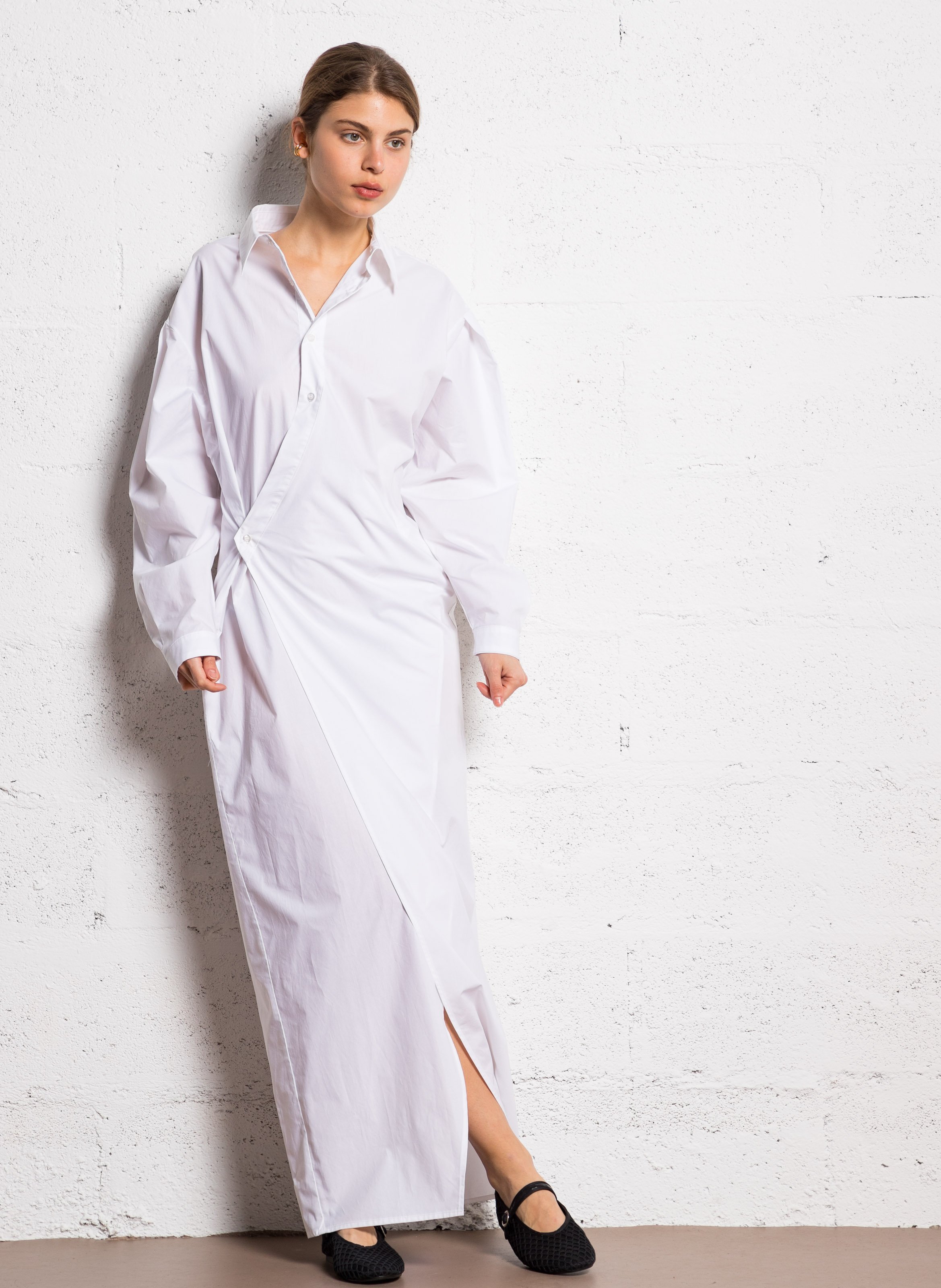 Long cotton wrap dress ATTIC AND BARN White