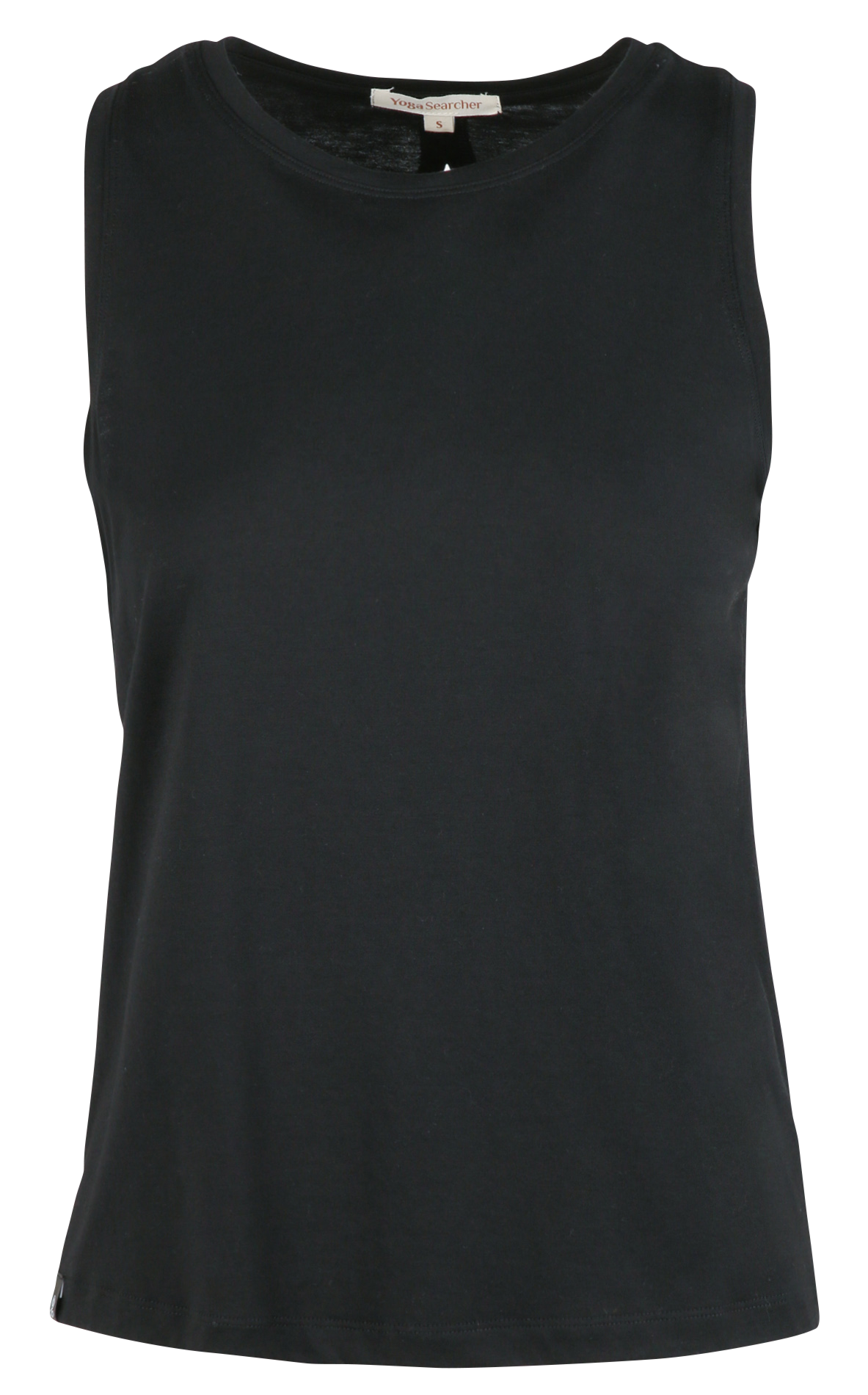 Cotton-blend tank top with round neck YOGA SEARCHER Black
