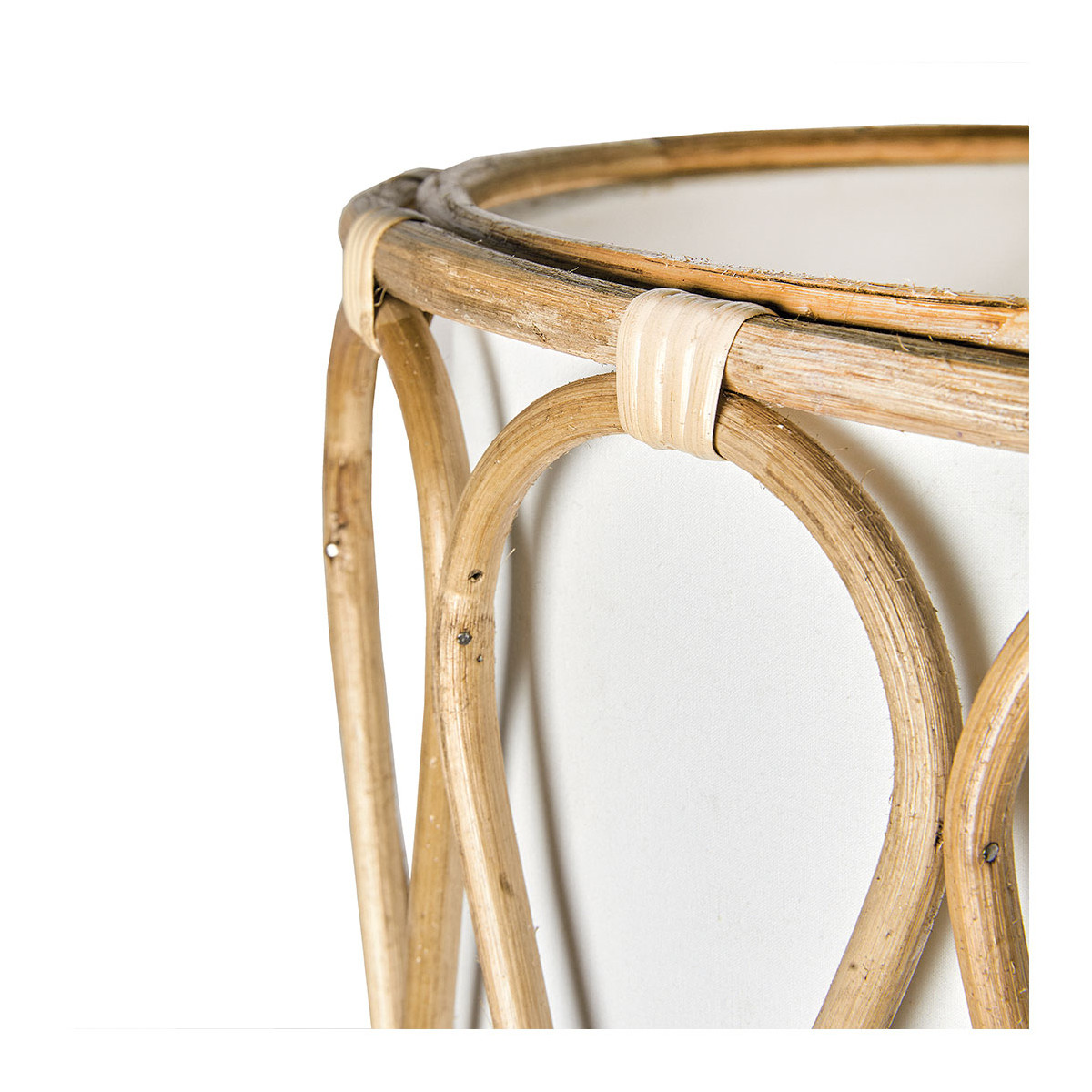 Rattan and cotton lampshade BLANC D'IVOIRE White
