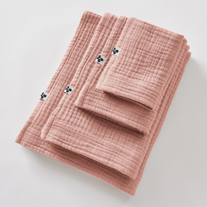 Solid color cotton gauze bath towel L'EFFET PAPILLON Pink