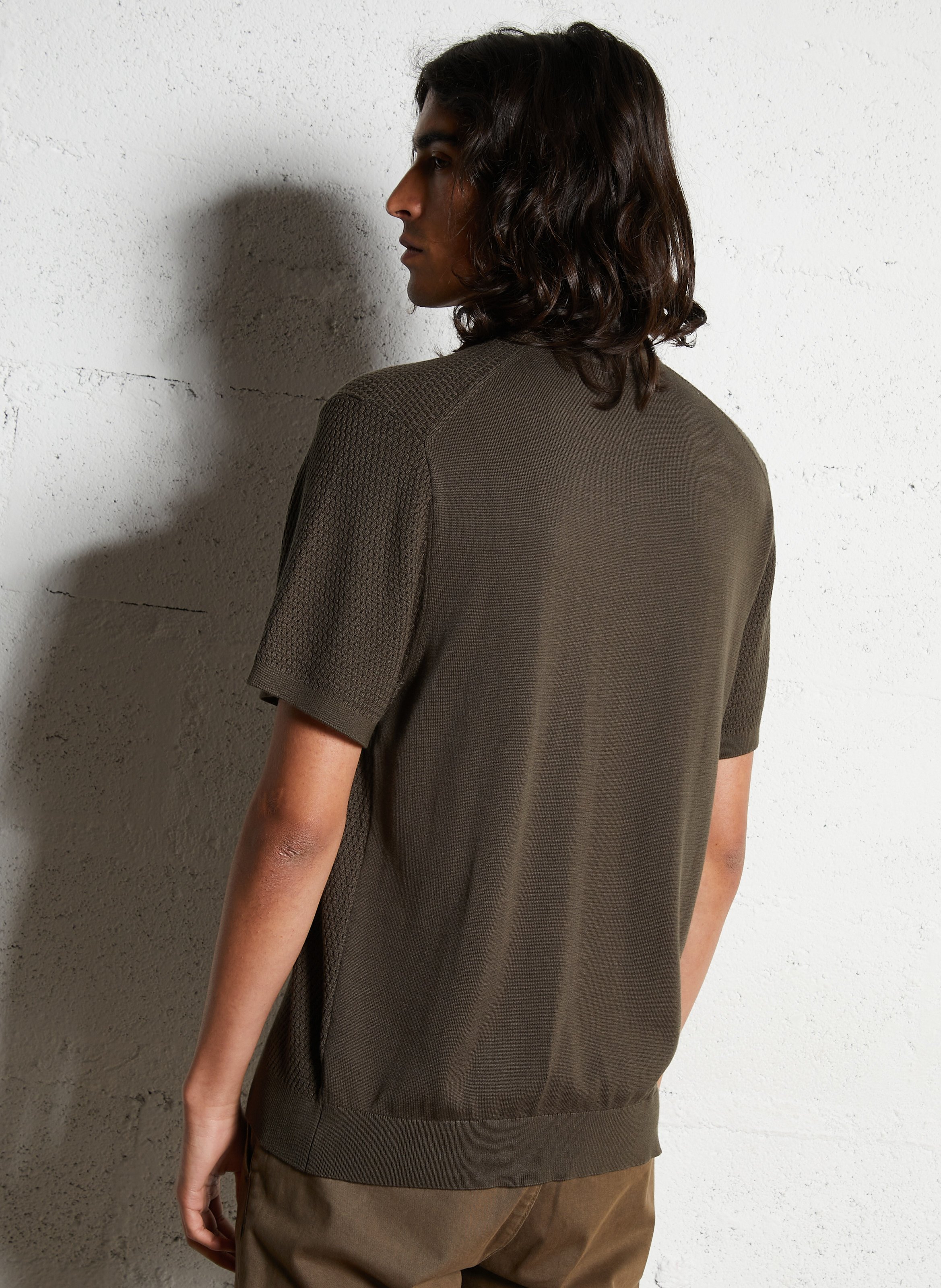 Rechte polo van katoenmix IKKS Kaki