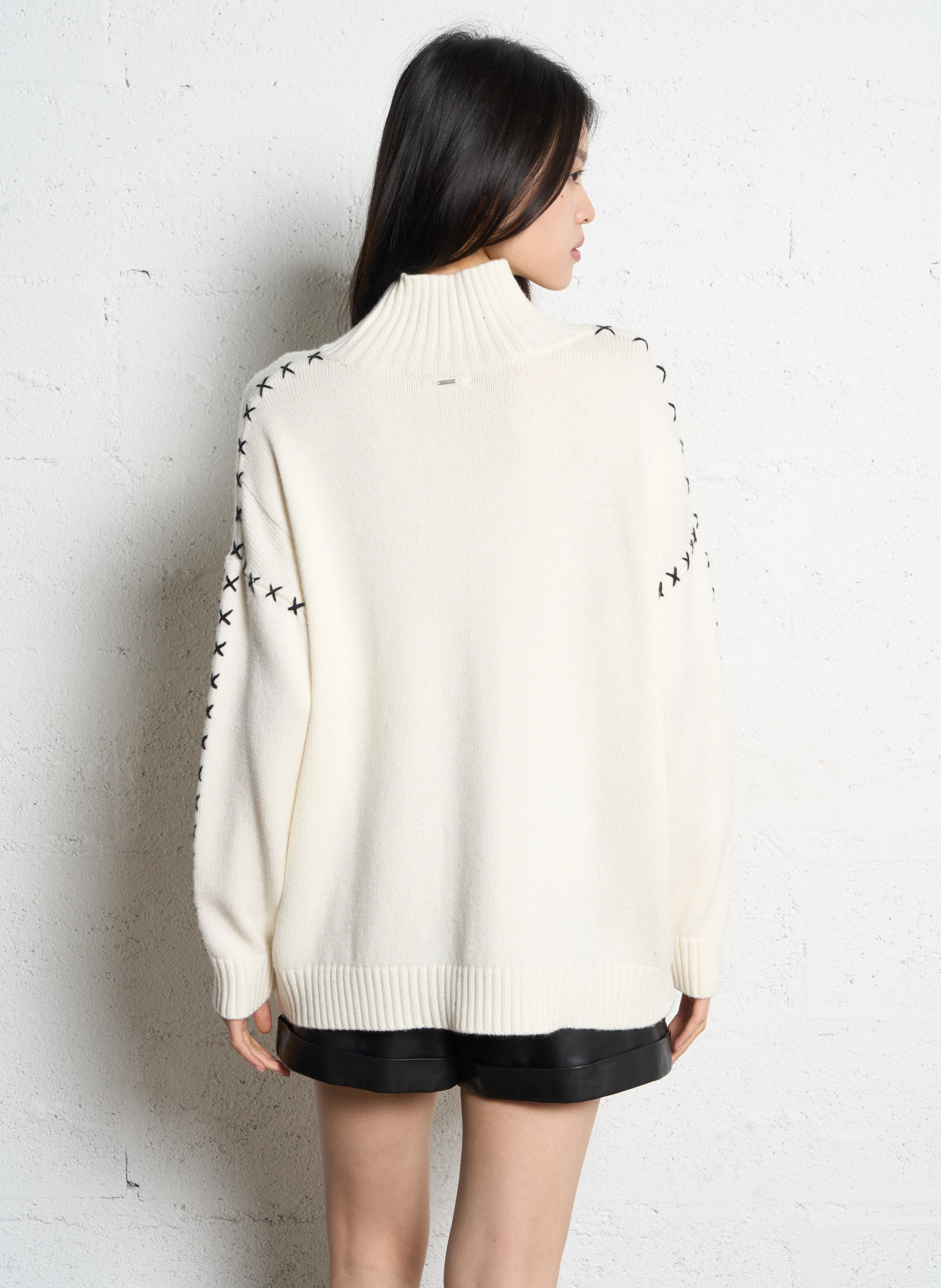 Pull col montant  IKKS Blanc