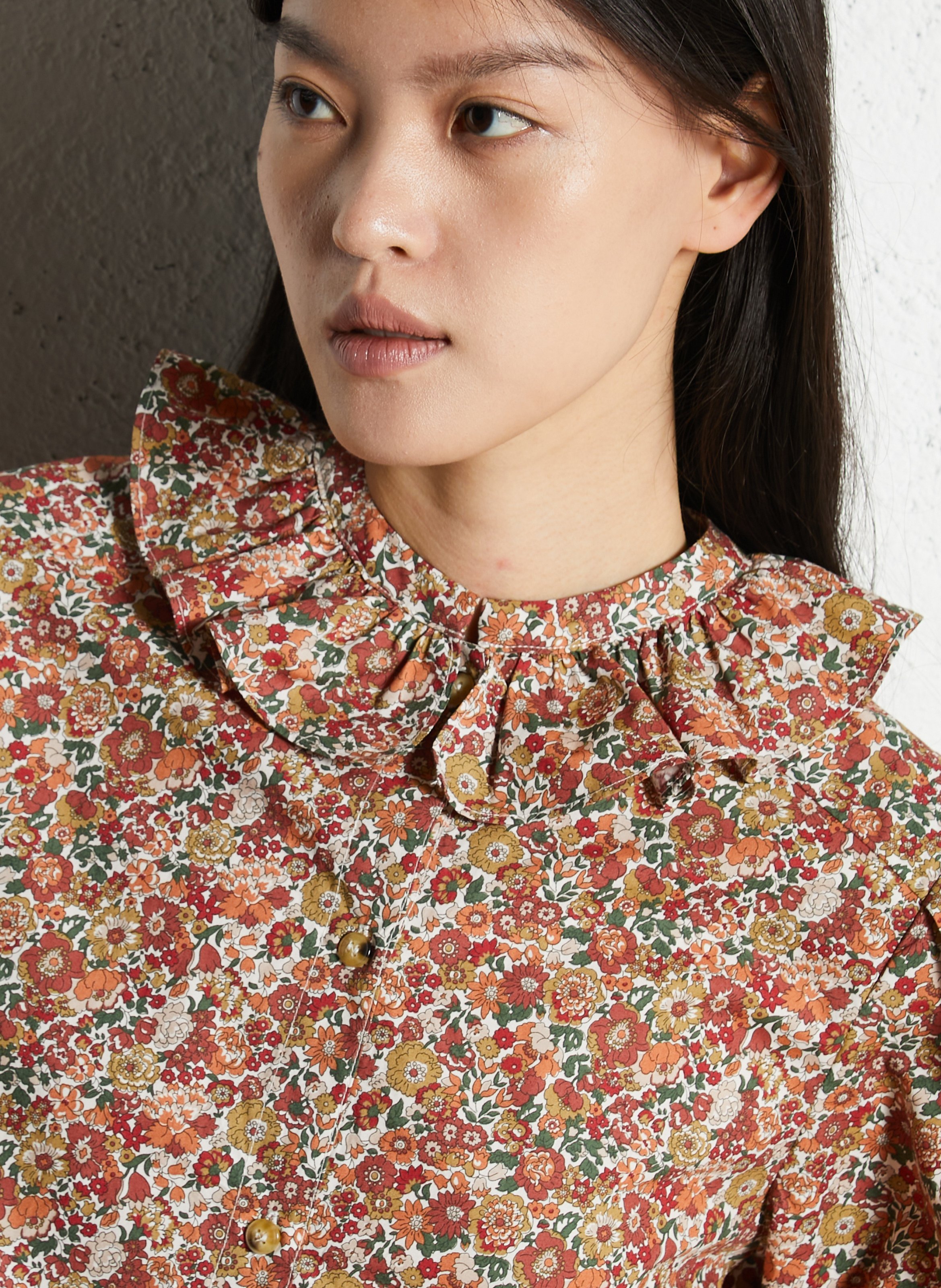 Rechte, katoenen blouse met print SUZIE WINKLE Rood