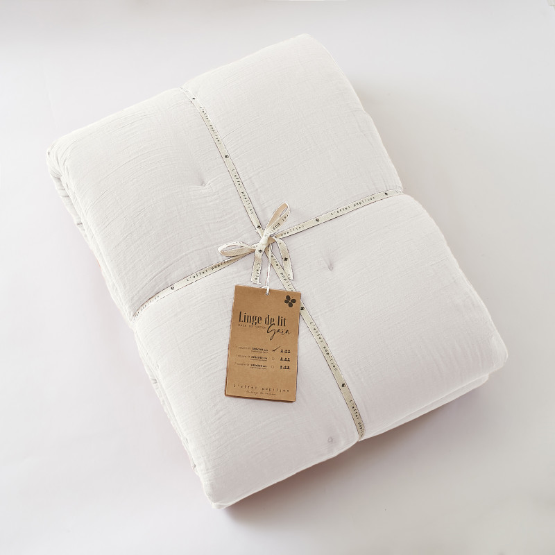 Cotton gauze bedspread or end-of-bed throw L'EFFET PAPILLON White