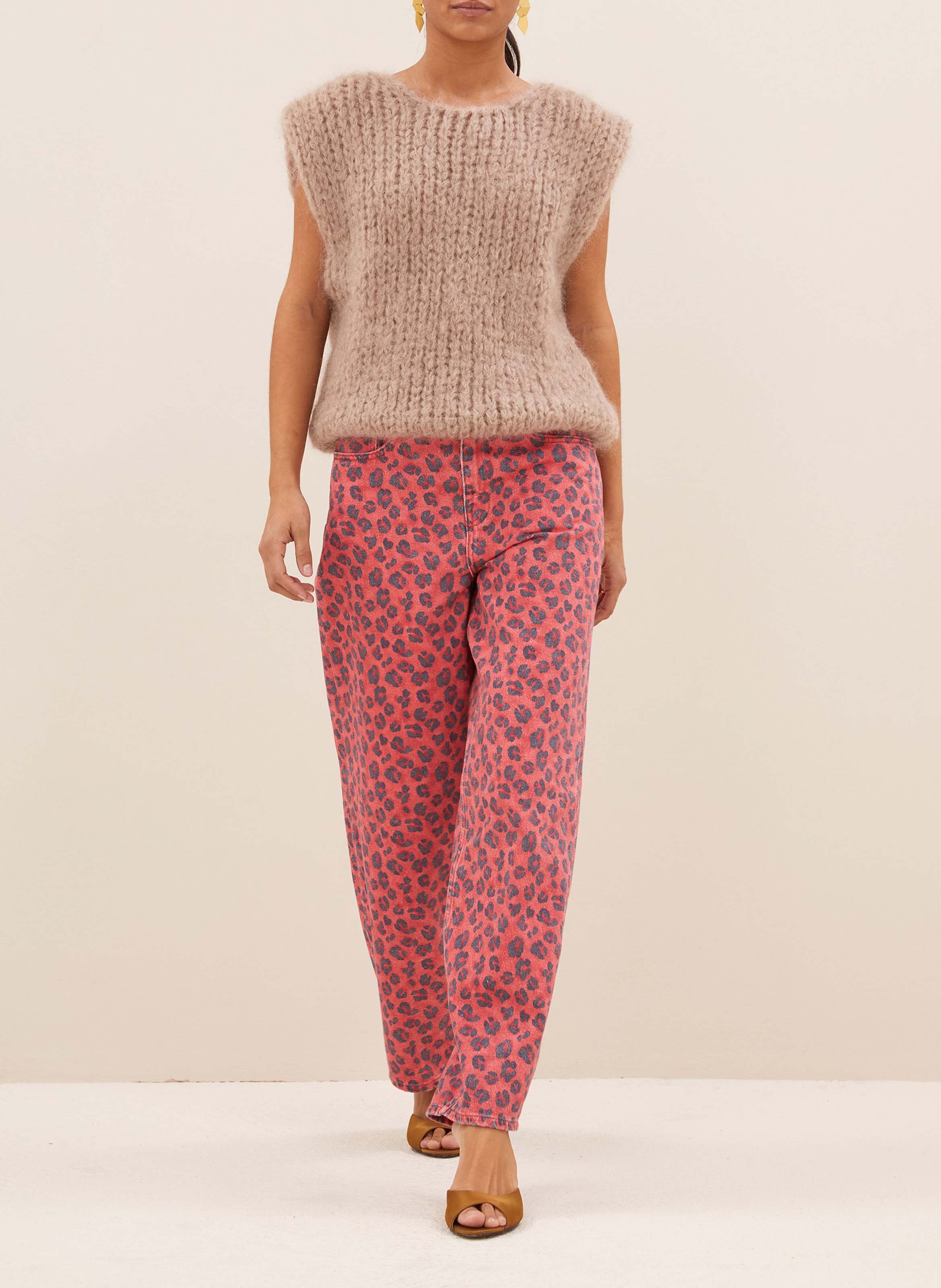 Ronde gebreide top BY BAR Beige