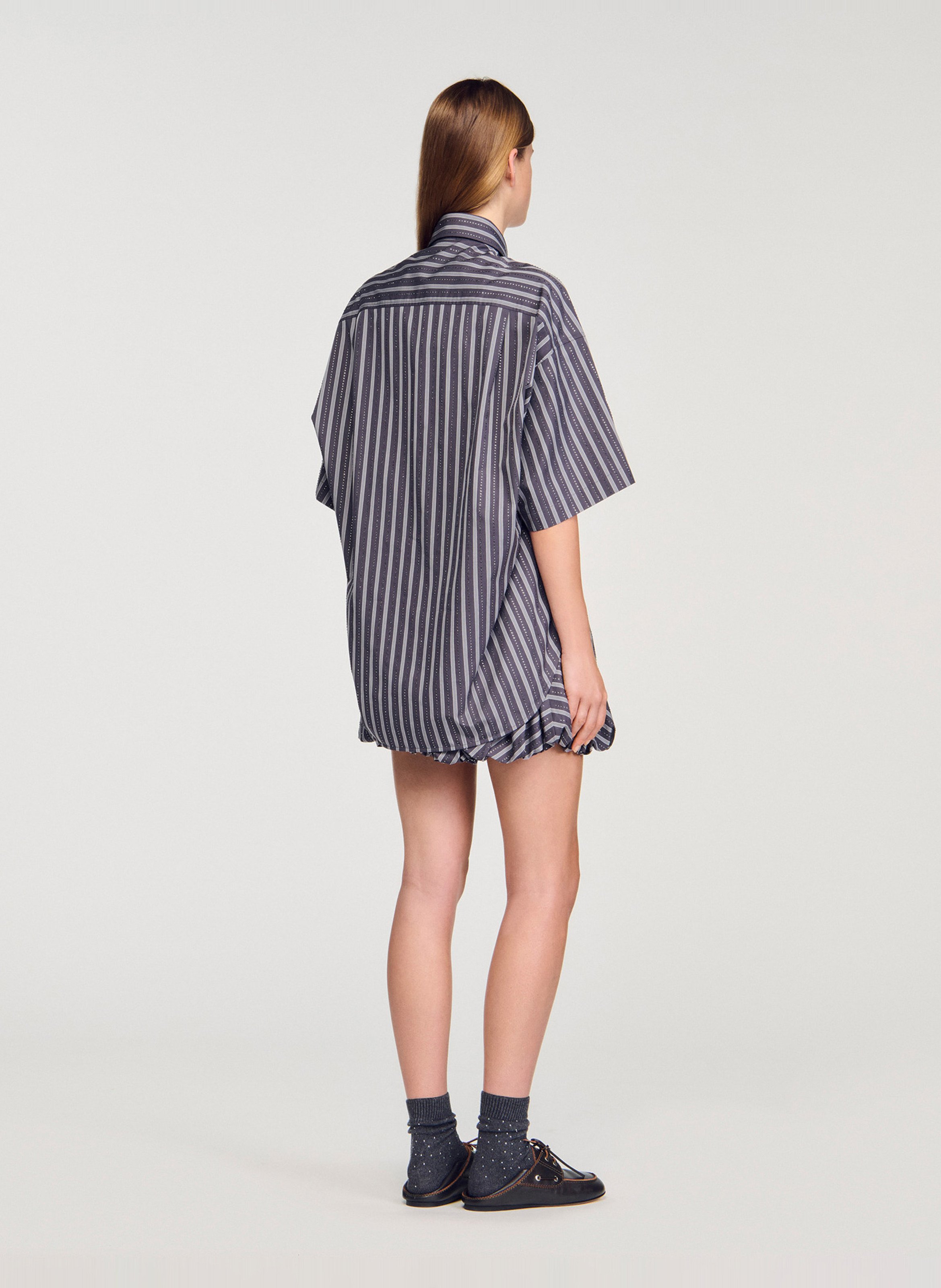 Celena striped cotton oversized shirt SANDRO Grey