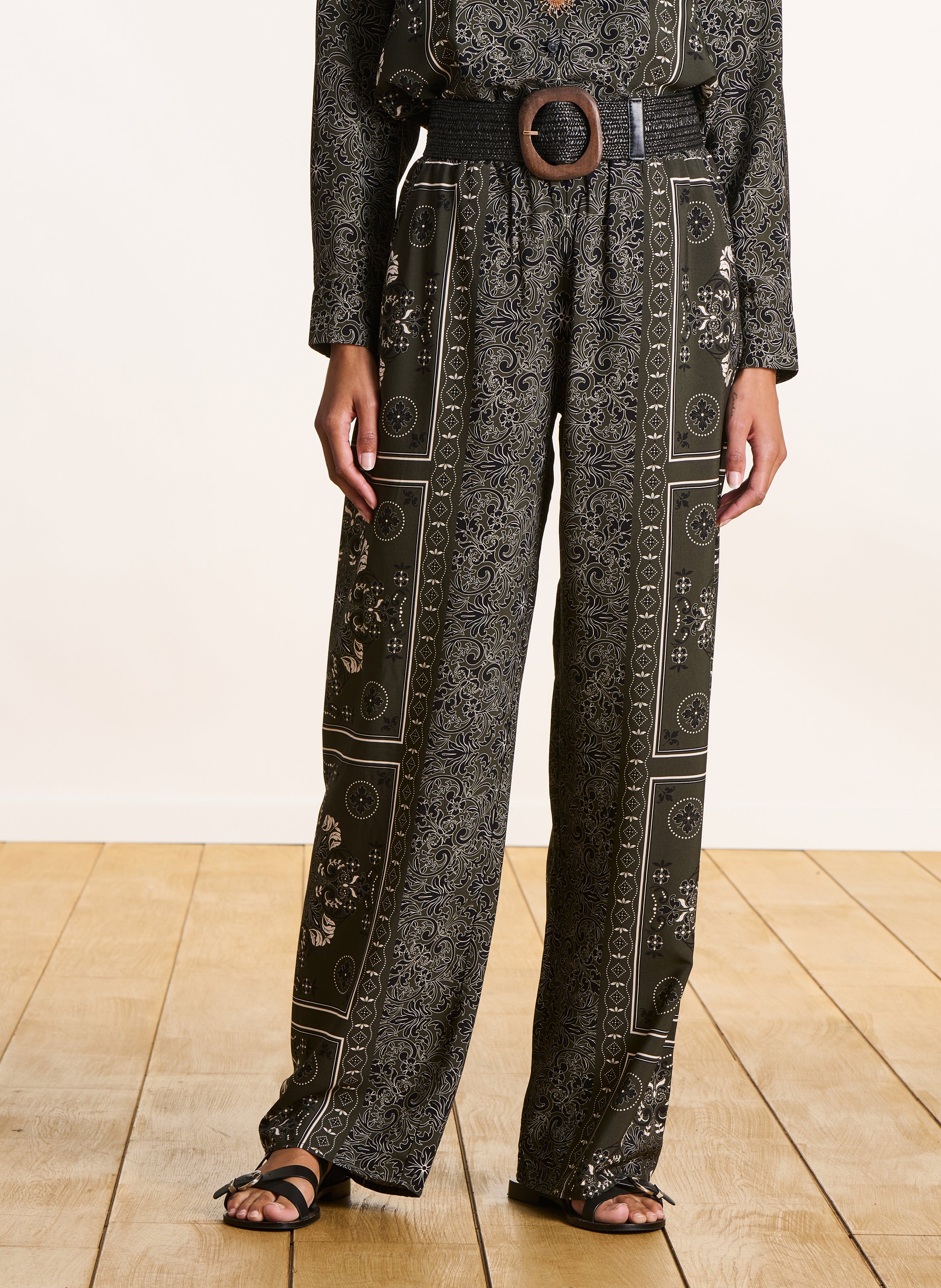 Pantalon large imprimé LA FEE MARABOUTEE Vert