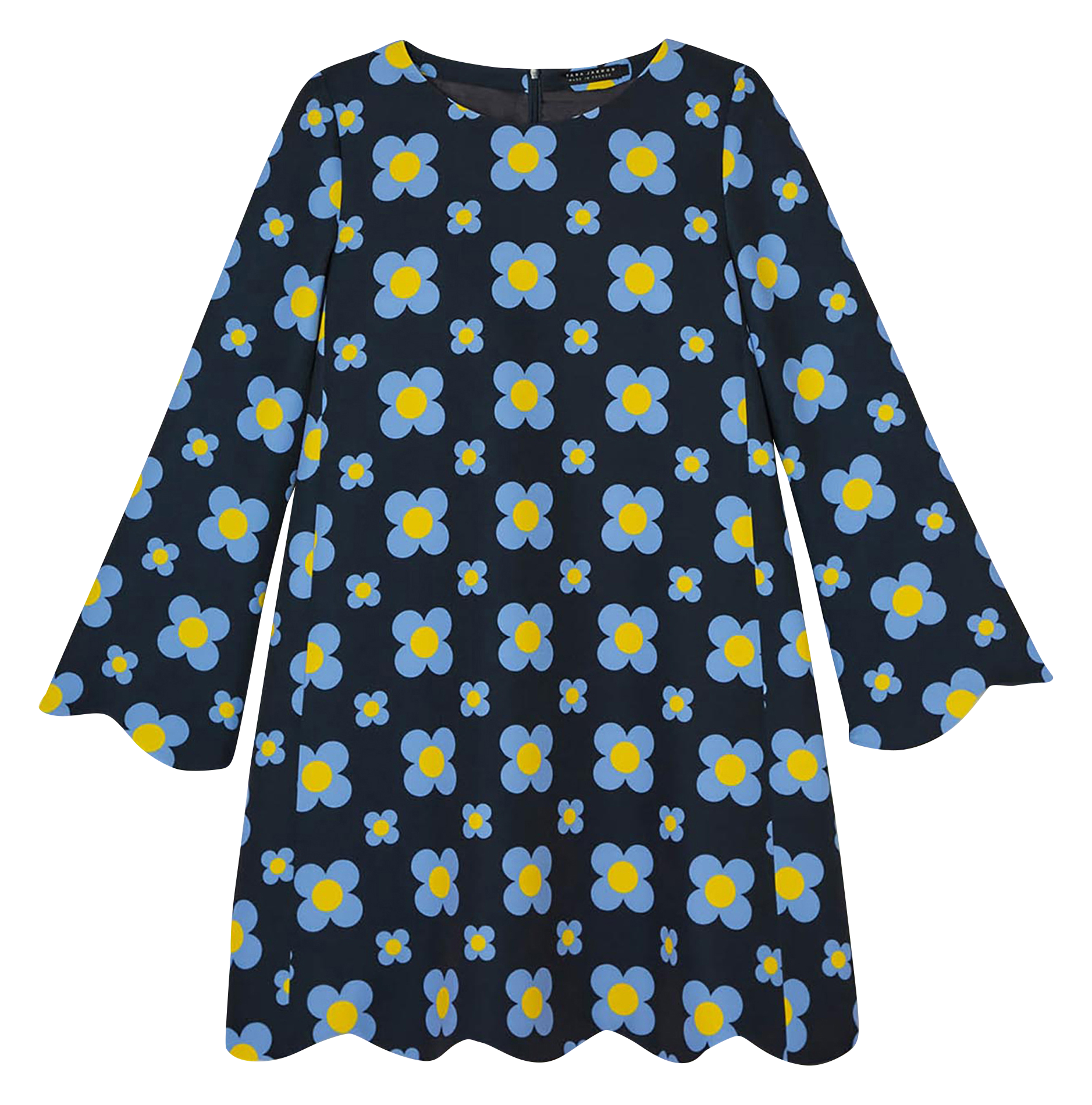 Flared short dress with flowers TARA JARMON Blue