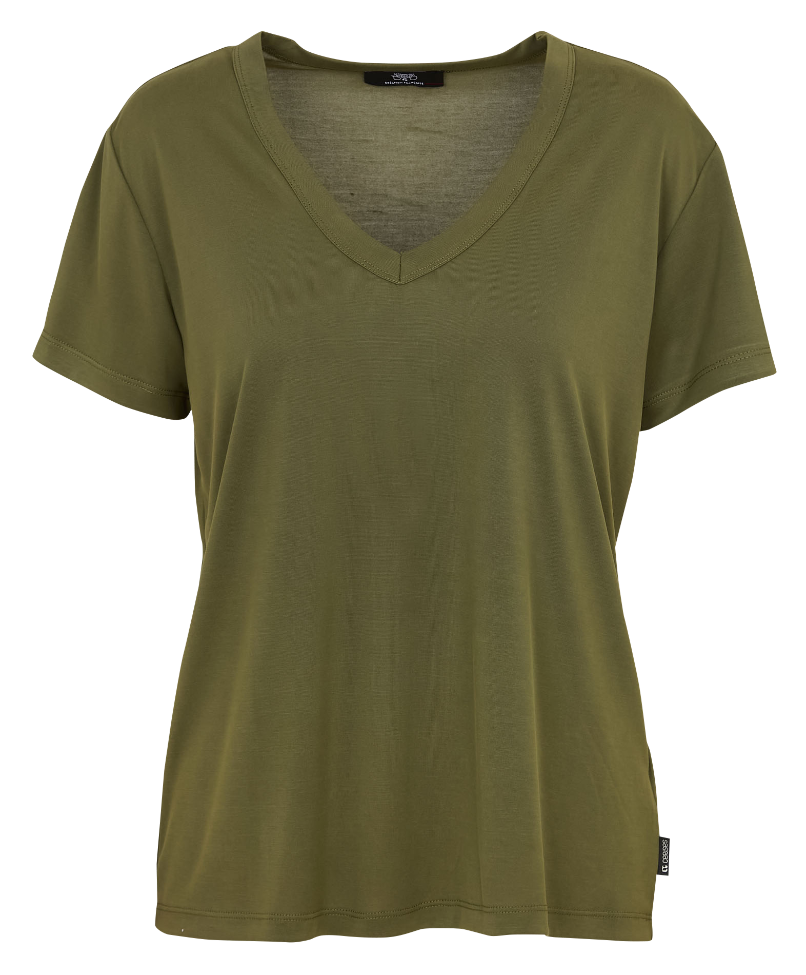 Tee-shirt droit col V  LE TEMPS DES CERISES Vert