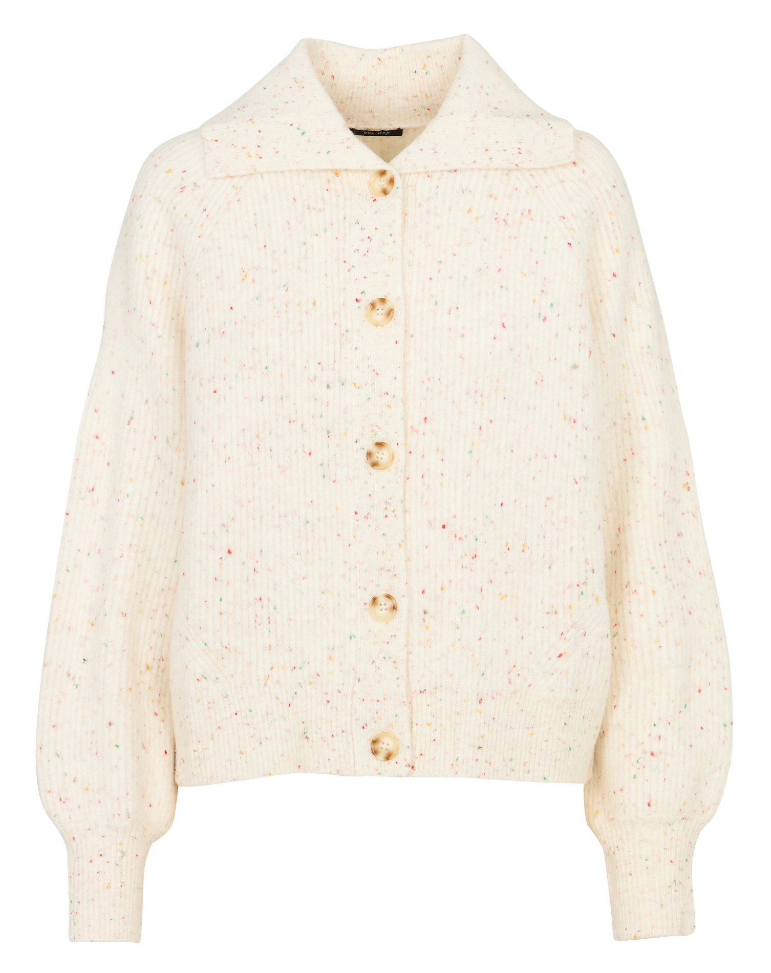 Straight printed ribbed knit cardigan ONE STEP Beige