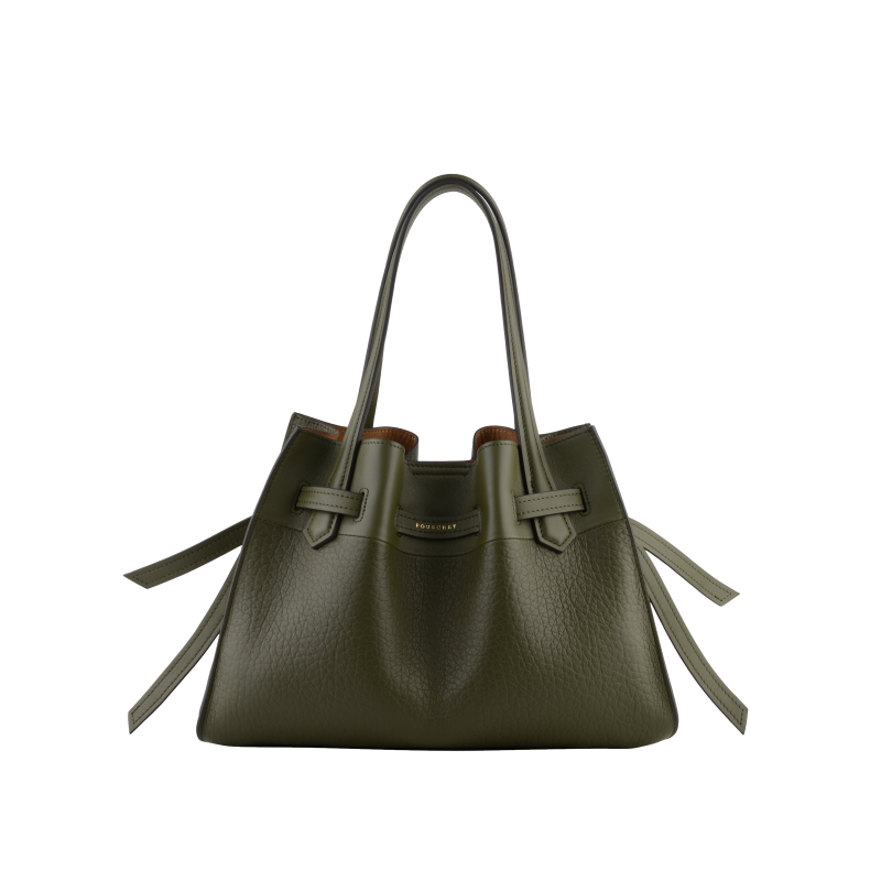 Handbag - cowhide leather POURCHET Khaki