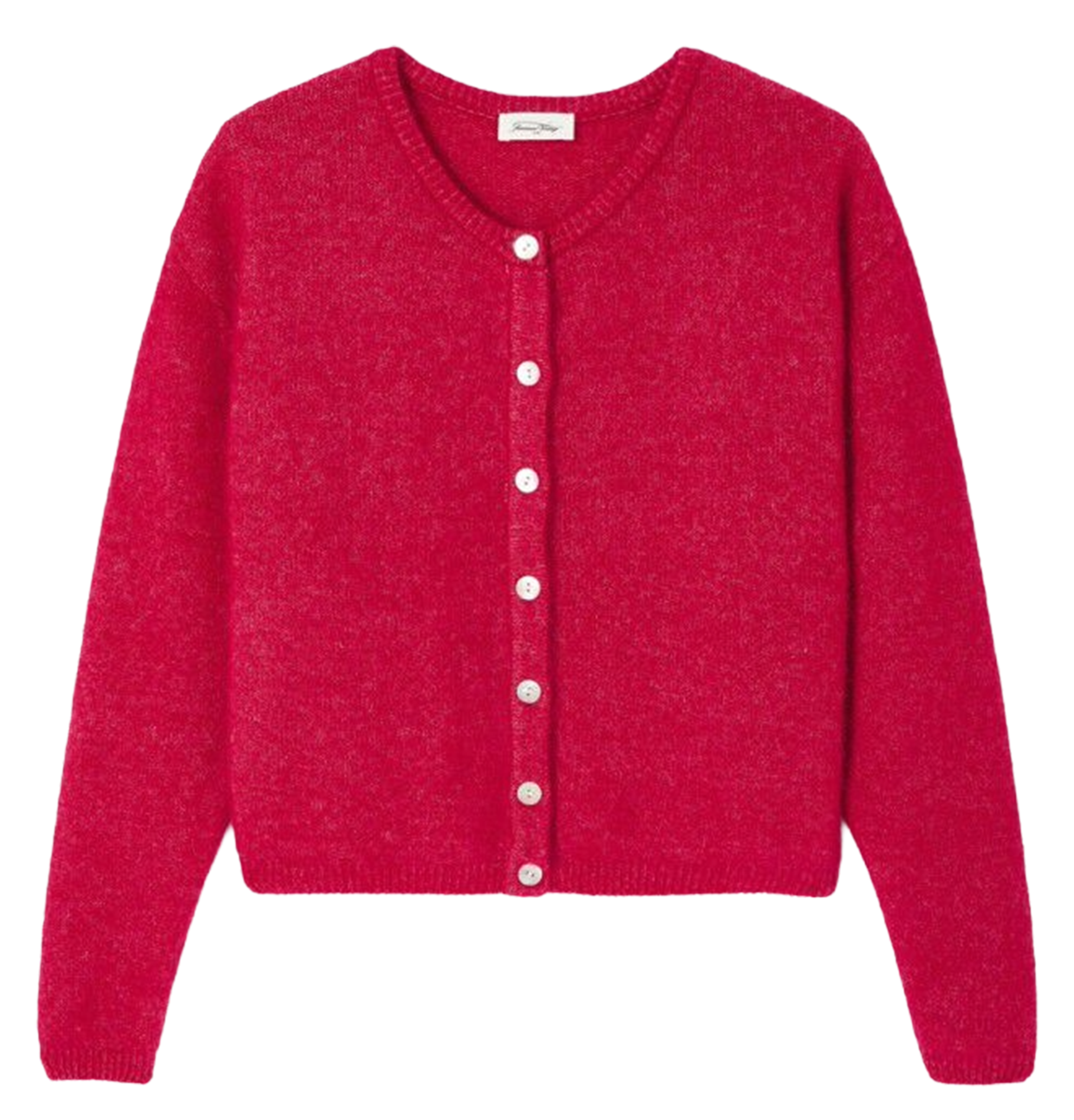 Gilet ample col rond en laine mélangée VITOW Magenta chine