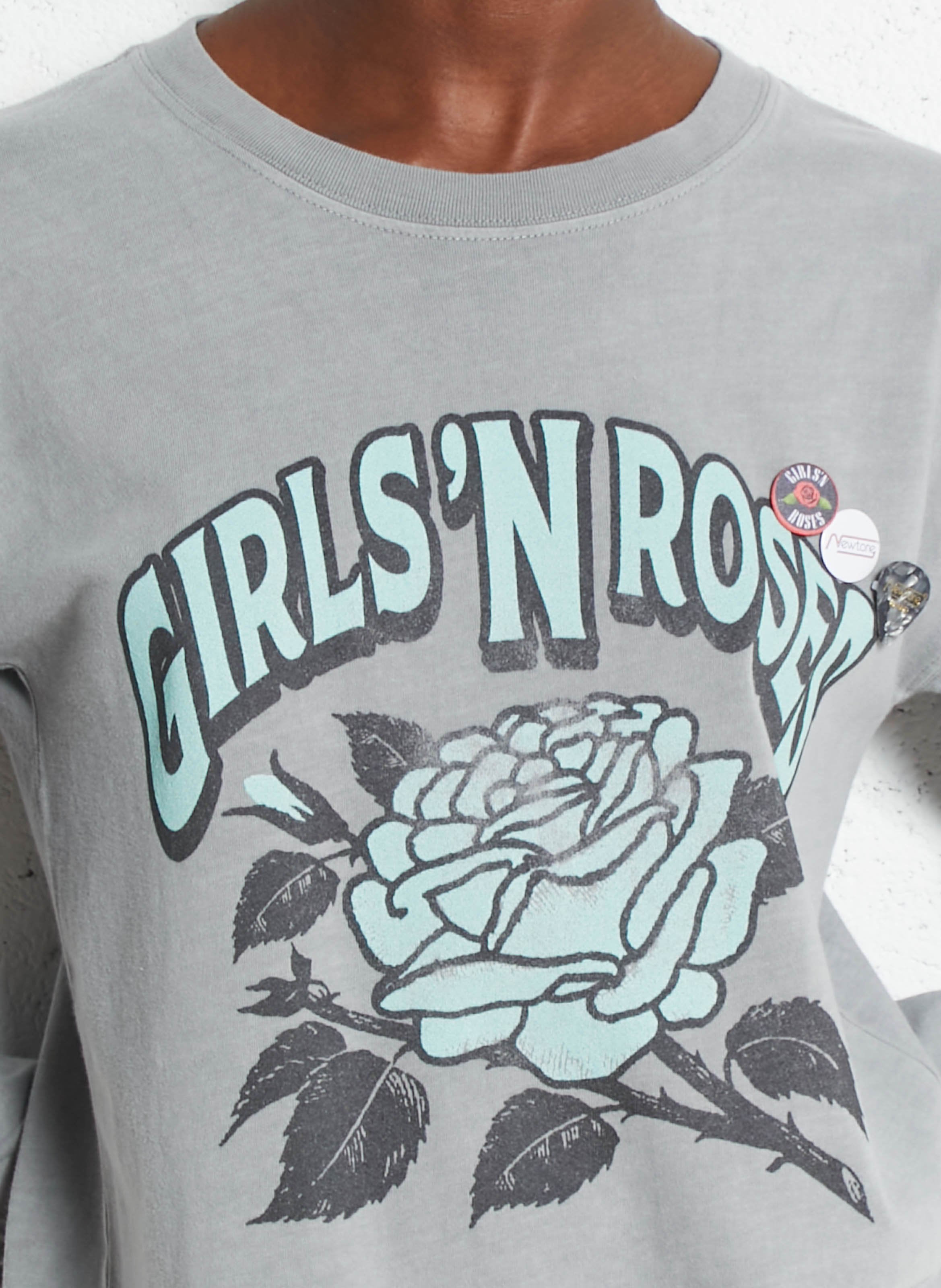 Straight round-neck cotton T-shirt with screen print NEWTONE Grey