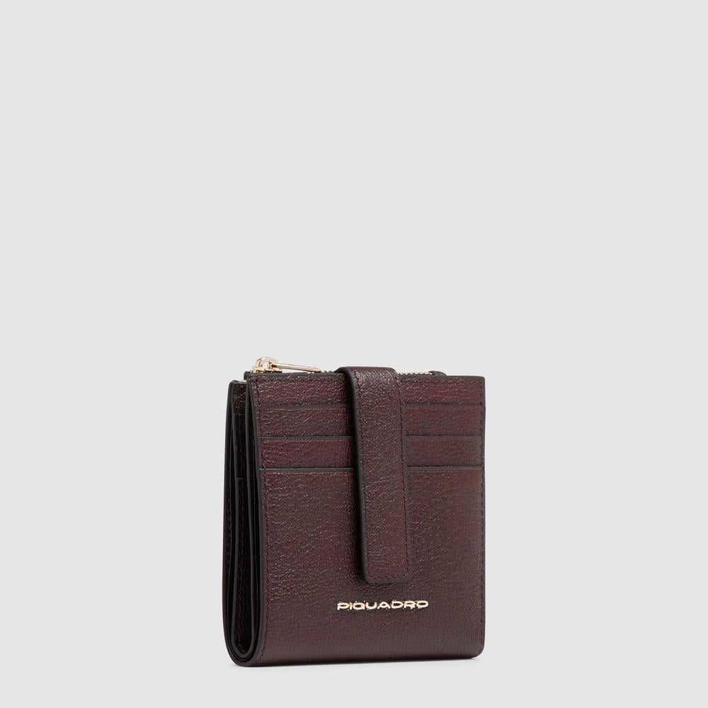 Porte-cartes de crédit femme en cuir avec porte-monnaie et protection rfid PIQUADRO Rouge