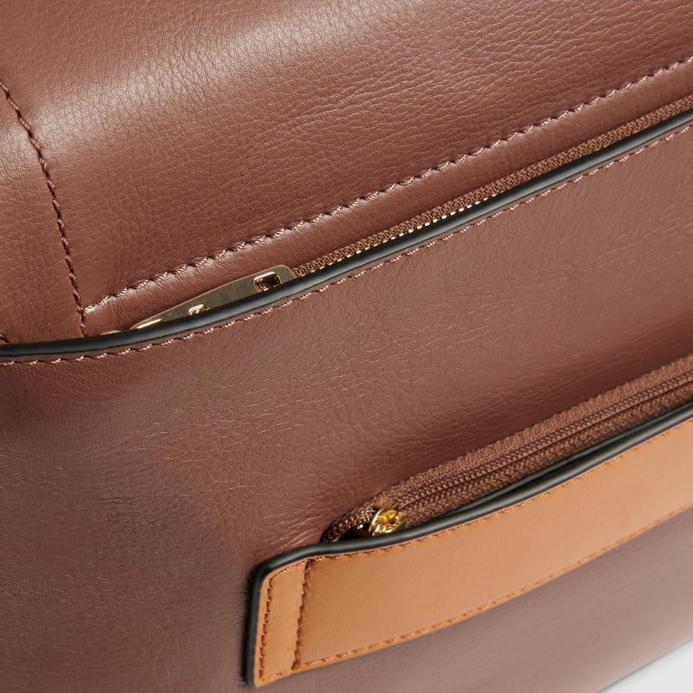 Women's leather satchel bag with laptop compartment, shockproof protection, and RFID shielding PIQUADRO Brown