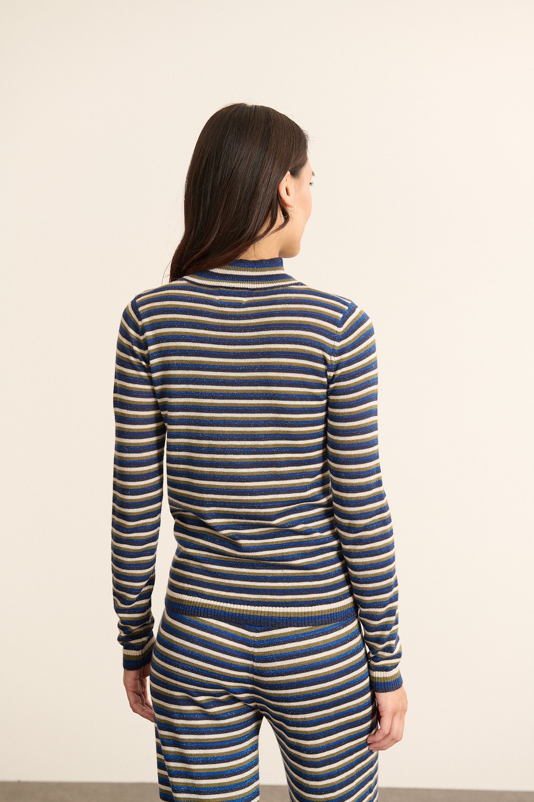 High-neck lurex sweater GARANCE PARIS White