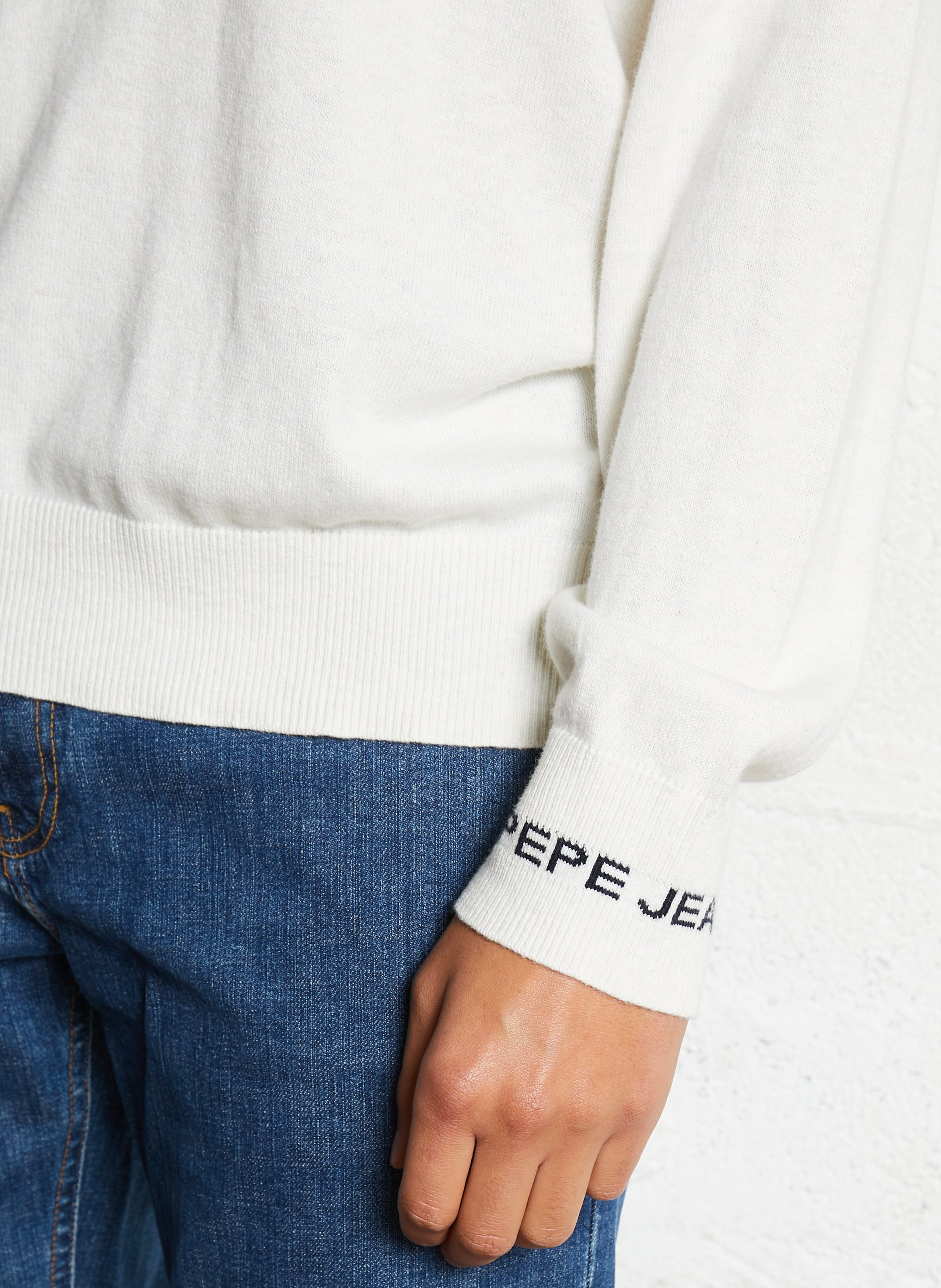 Round neck straight fit sweater in cotton and cashmere PEPE JEANS Beige