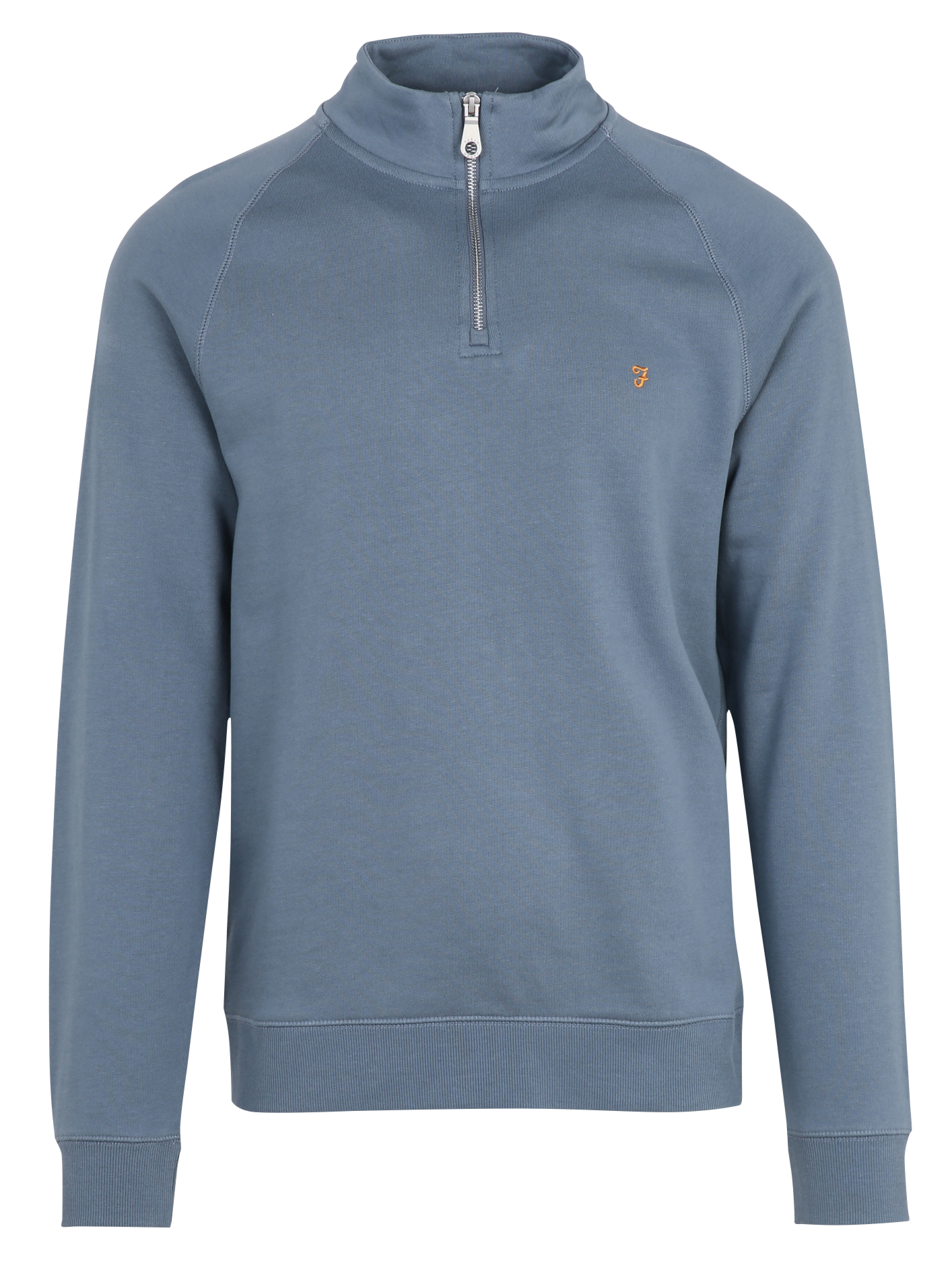 Sweat col zippé regular-fit en coton bio FARAH Bleu