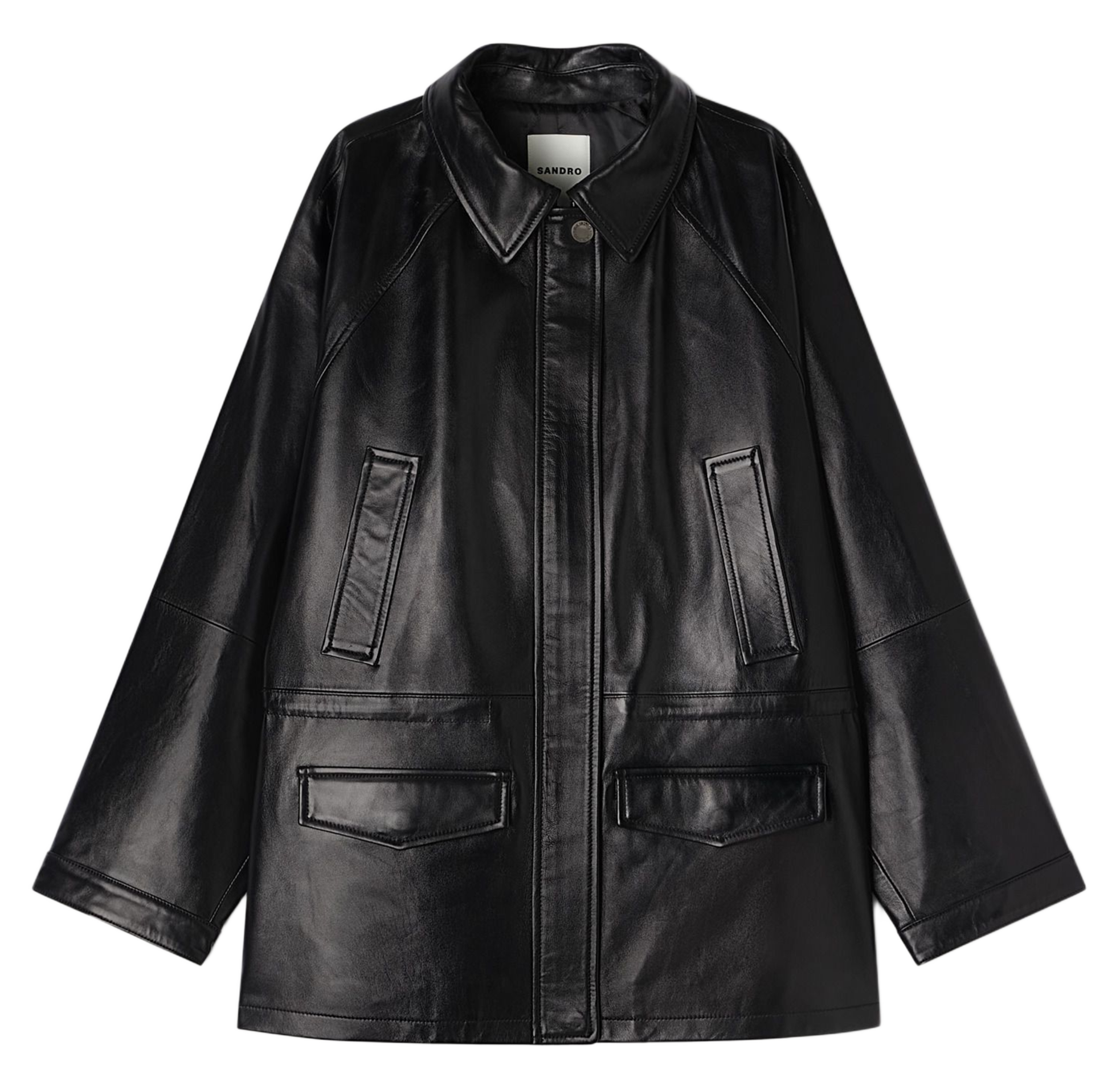 Lamsleren jack met klassieke kraag SANDRO Zwart