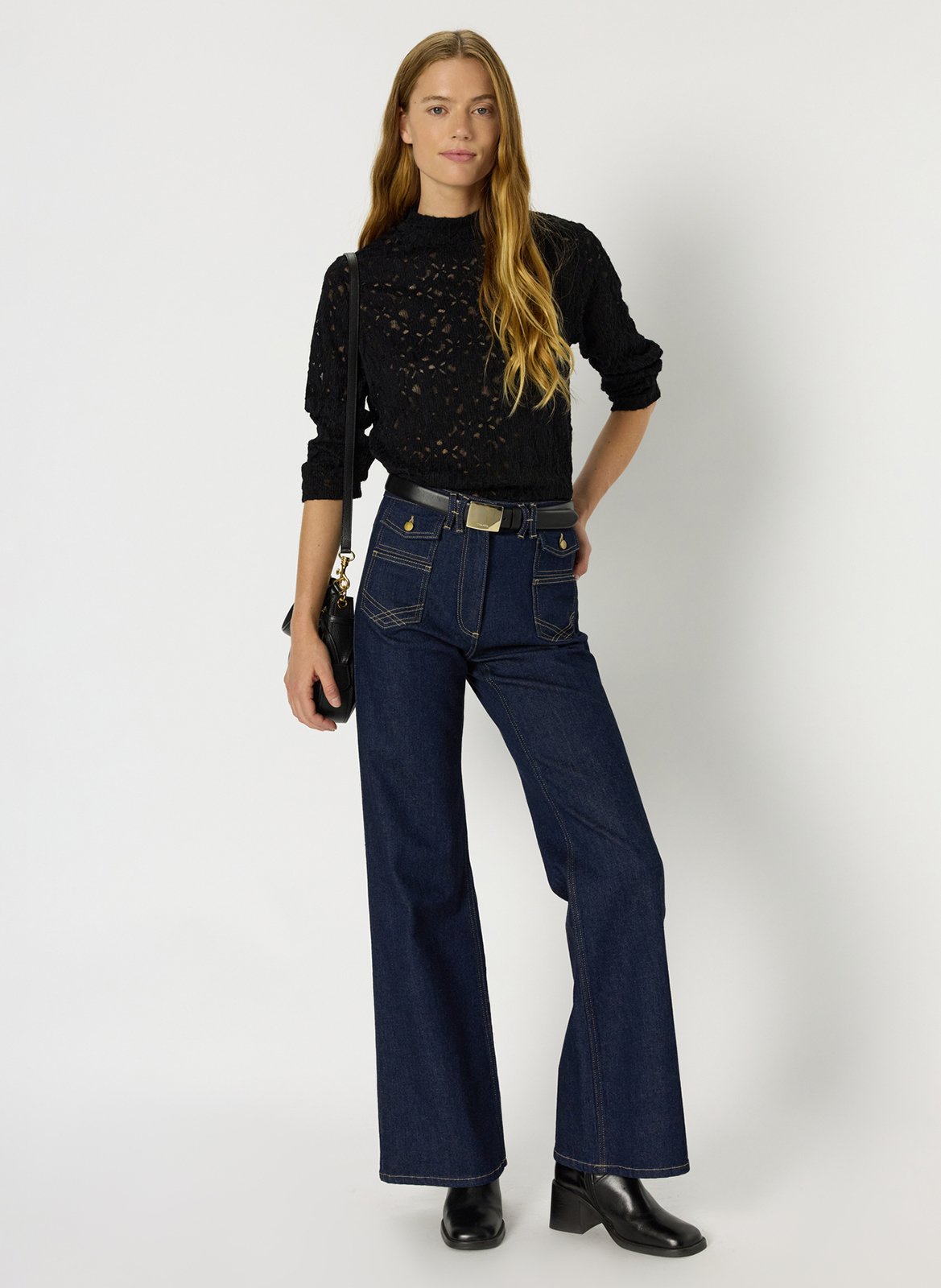 High neck lace top GERARD DAREL Black