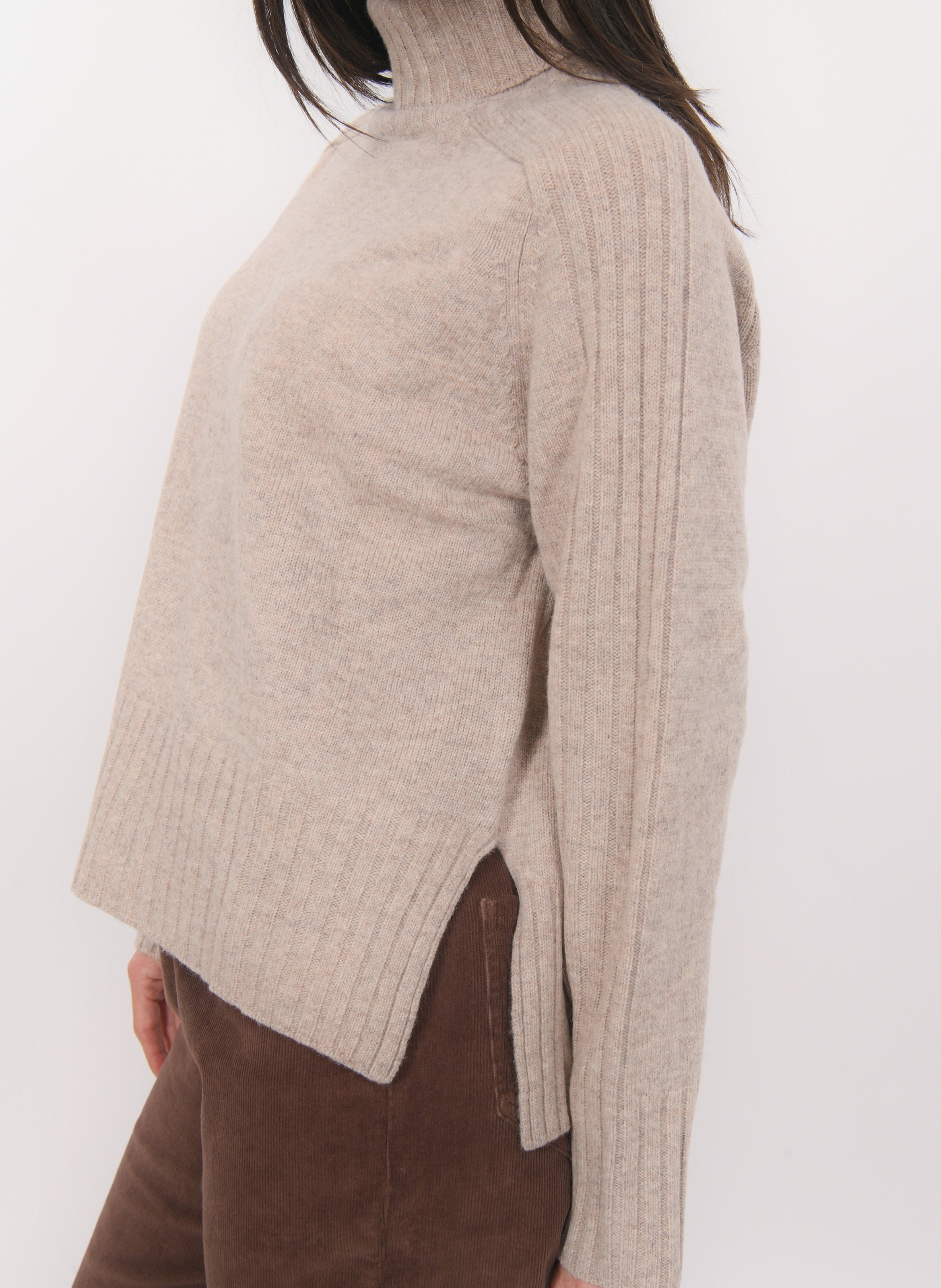 Pull oversize col roulé en laine et cachemire KOOKAI Marron