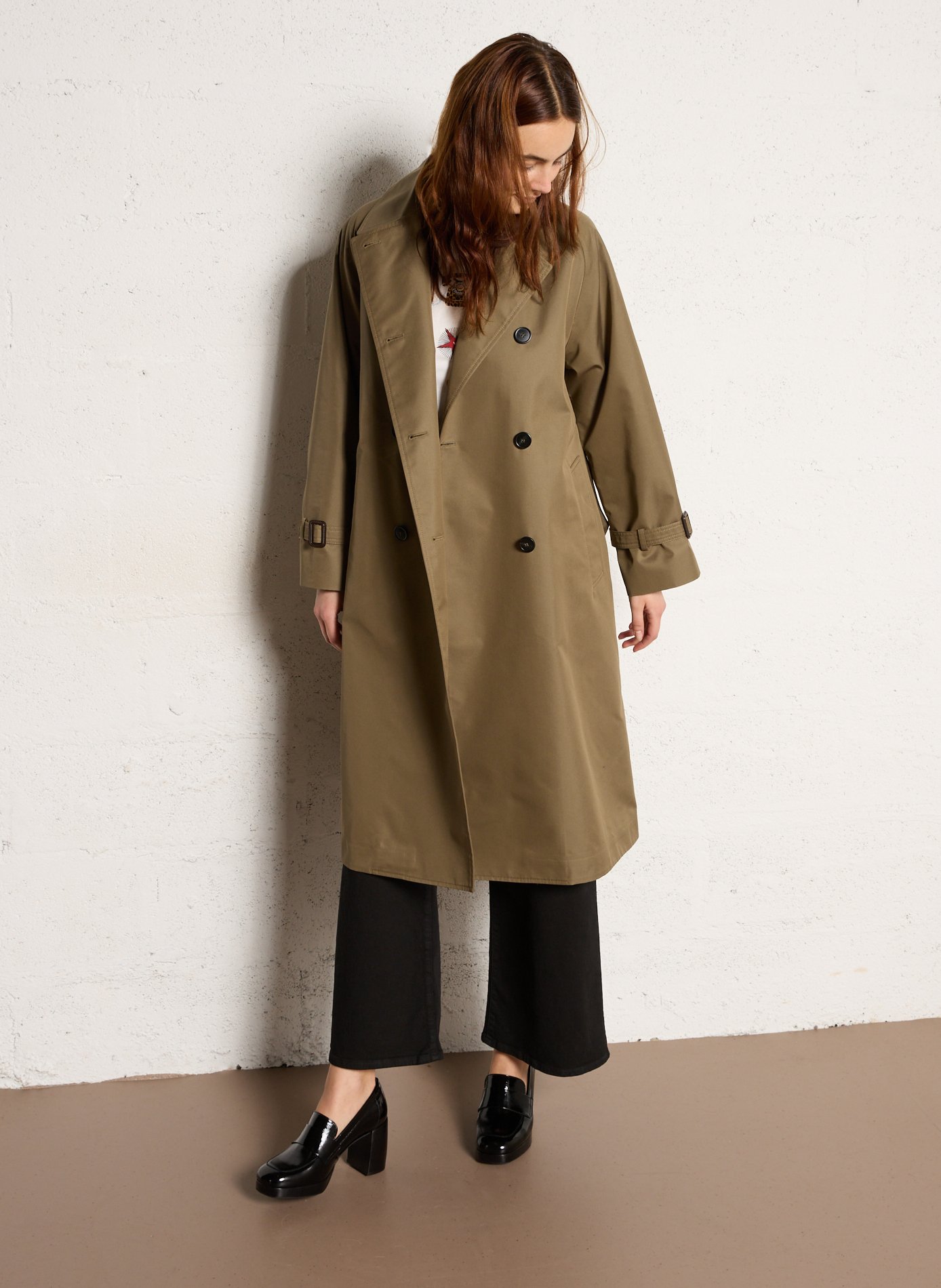 Trenchcoat met klassieke kraag - katoenblend MAX MARA WEEK END Kaki