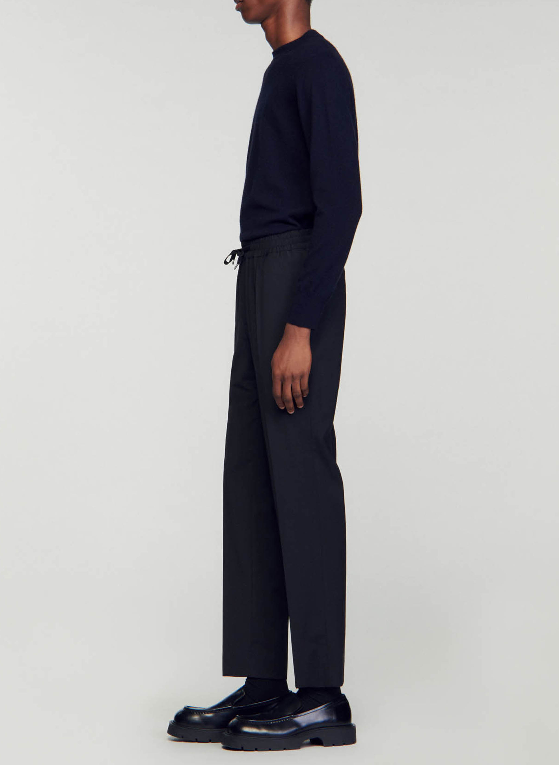 Pantalon droit élastiqué SANDRO Noir