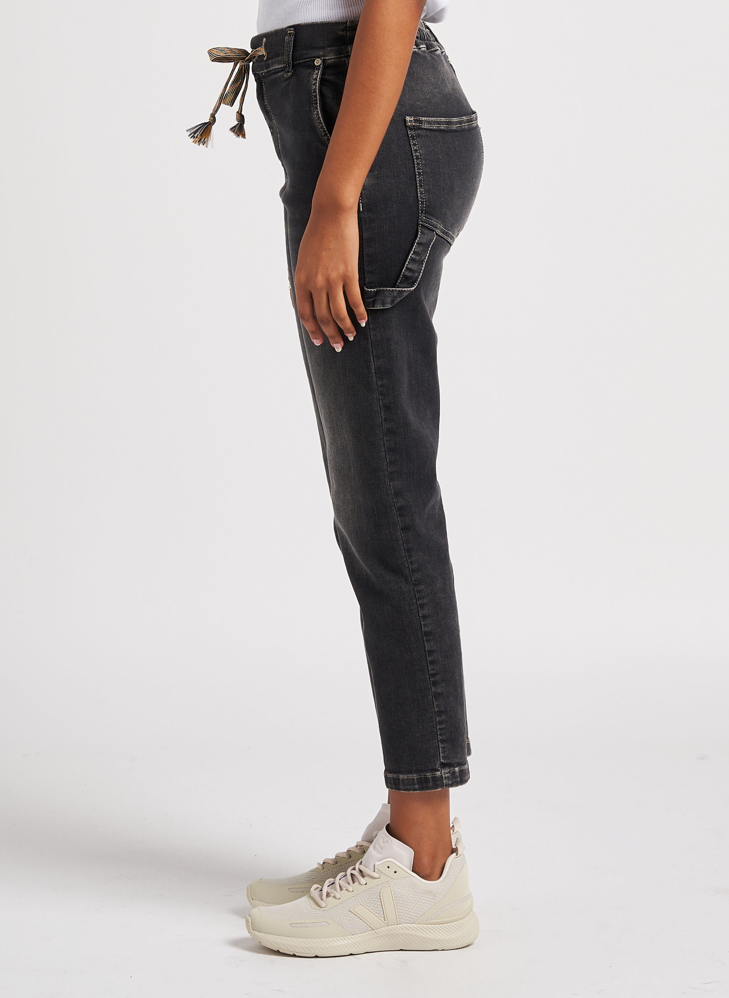 Jean mom en coton stretch  PLEASE Noir