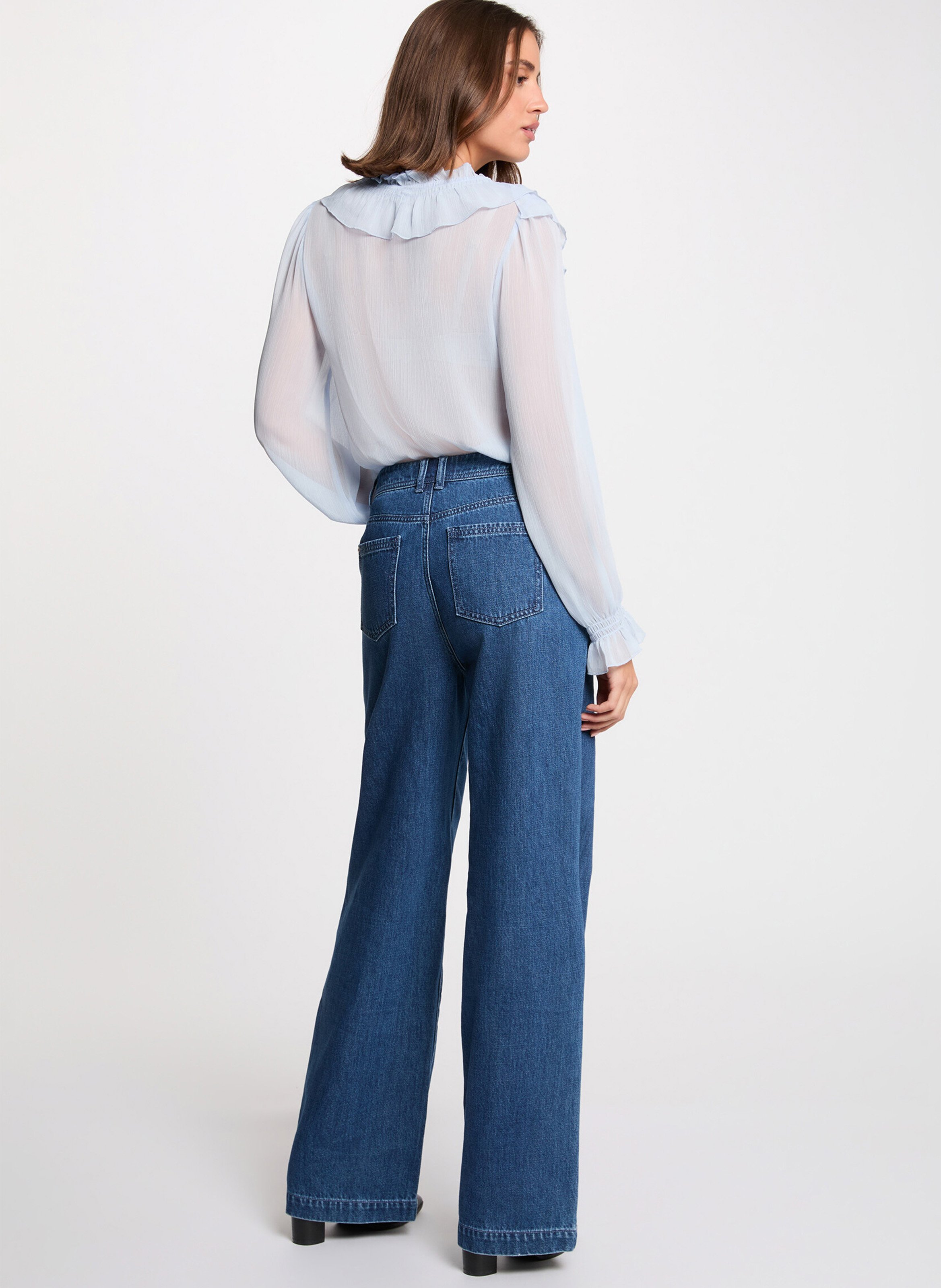 Bluse mit V-Ausschnitt Blau