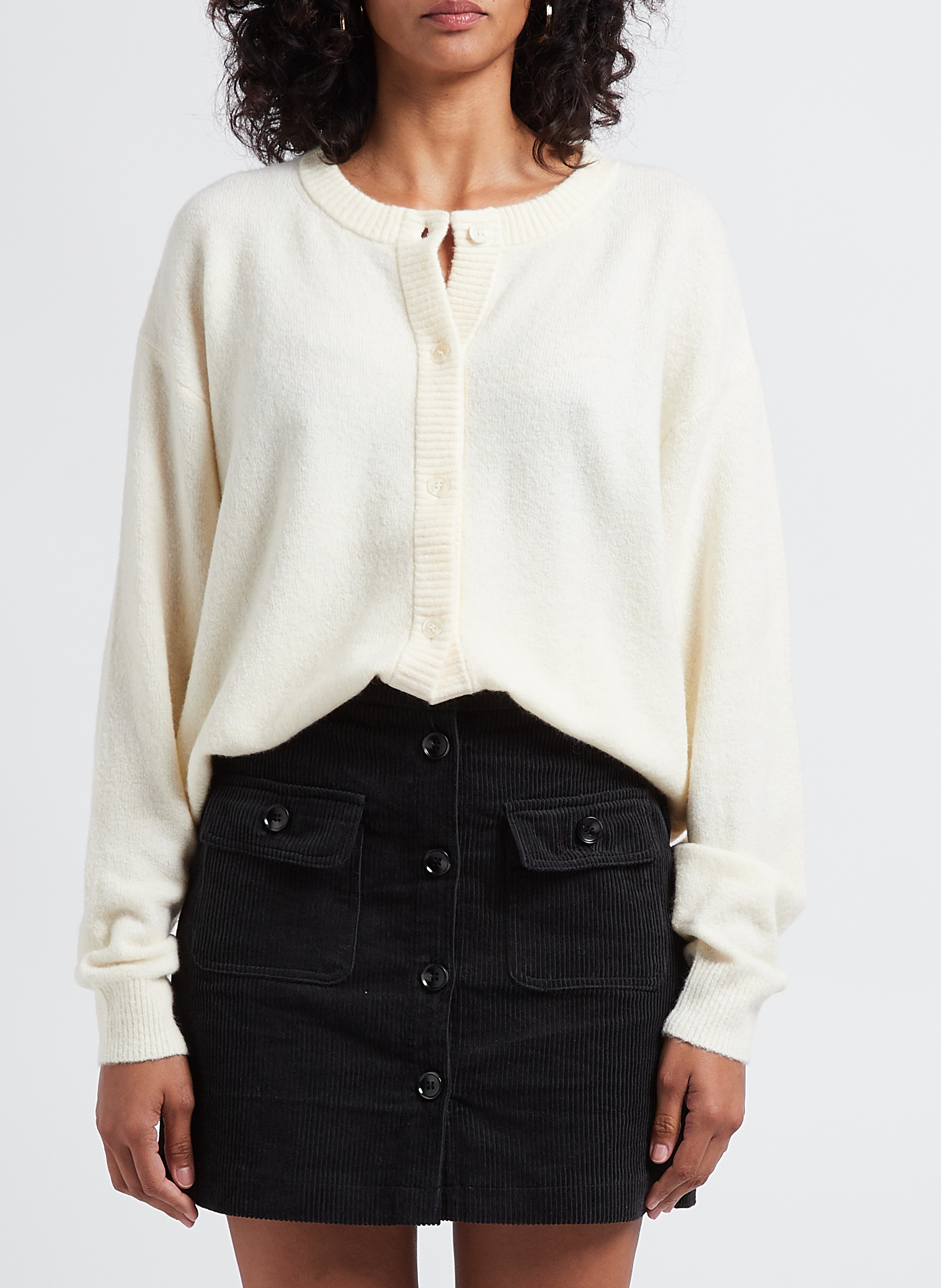 Gilet oversize col rond boutonné AMERICAN VINTAGE