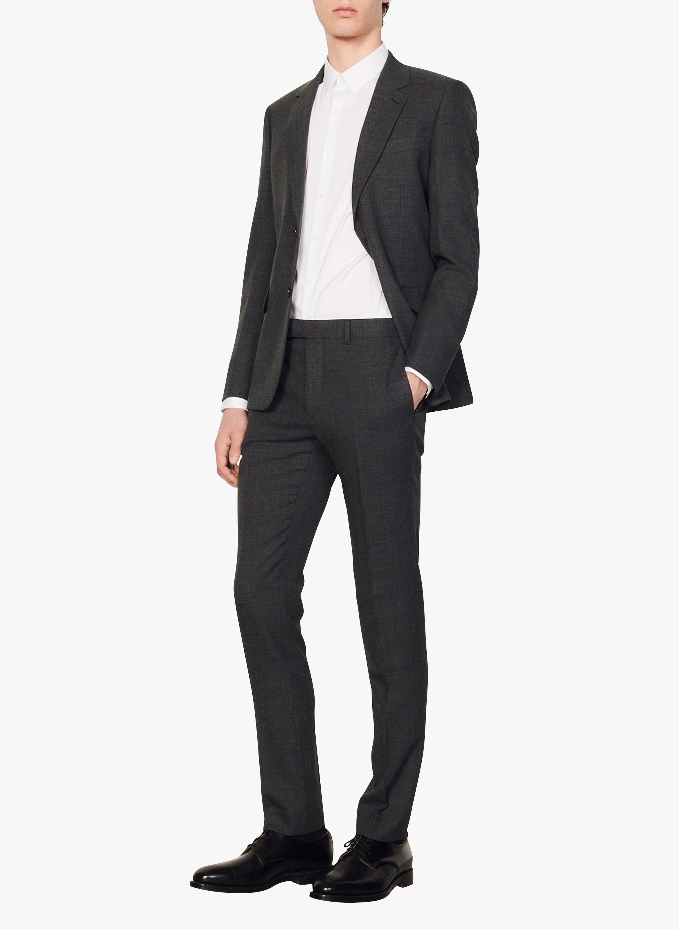 Pantalon de costume en laine SANDRO Gris
