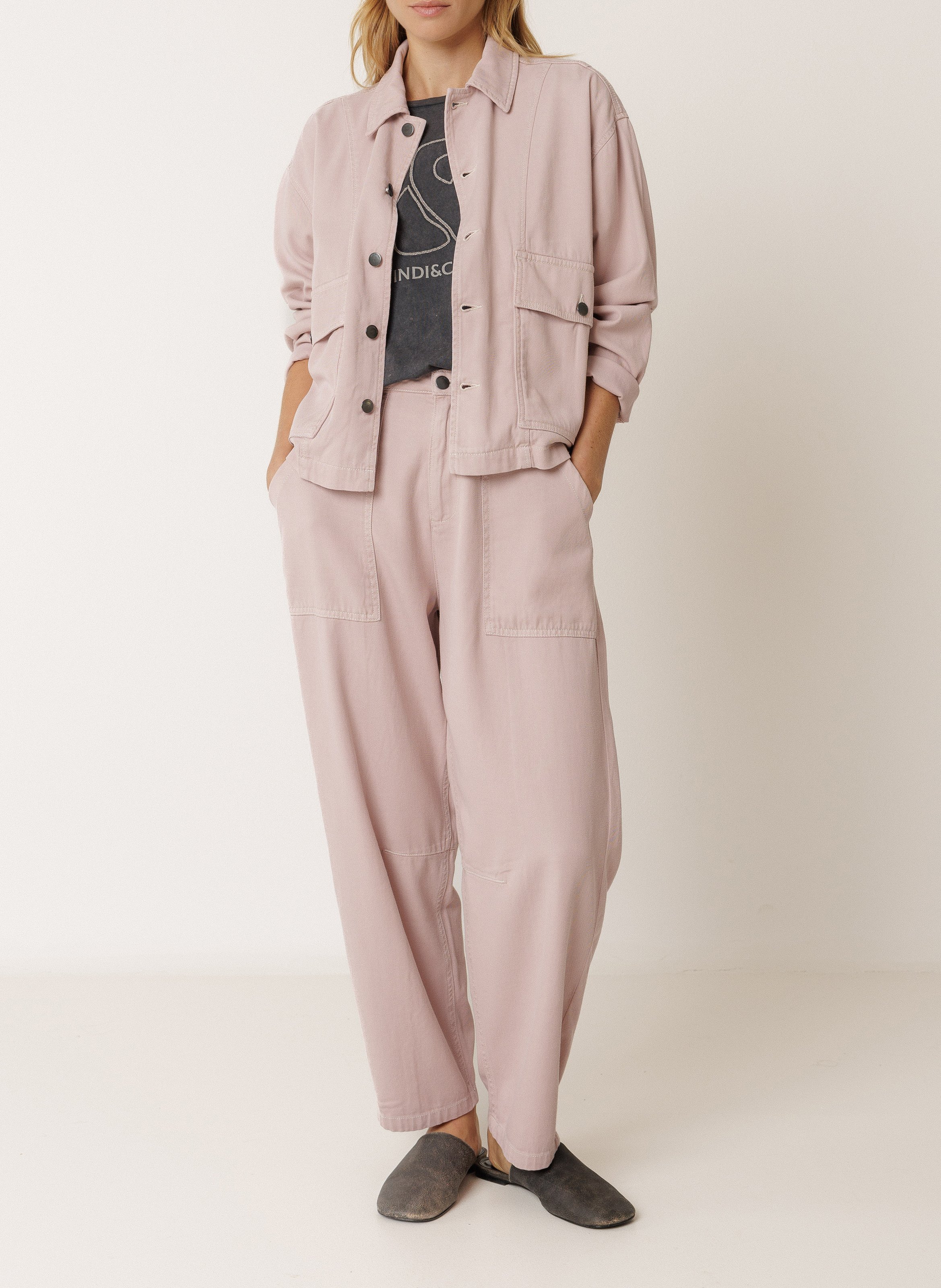 Oversized jacket with tailored collar INDI & COLD Pink