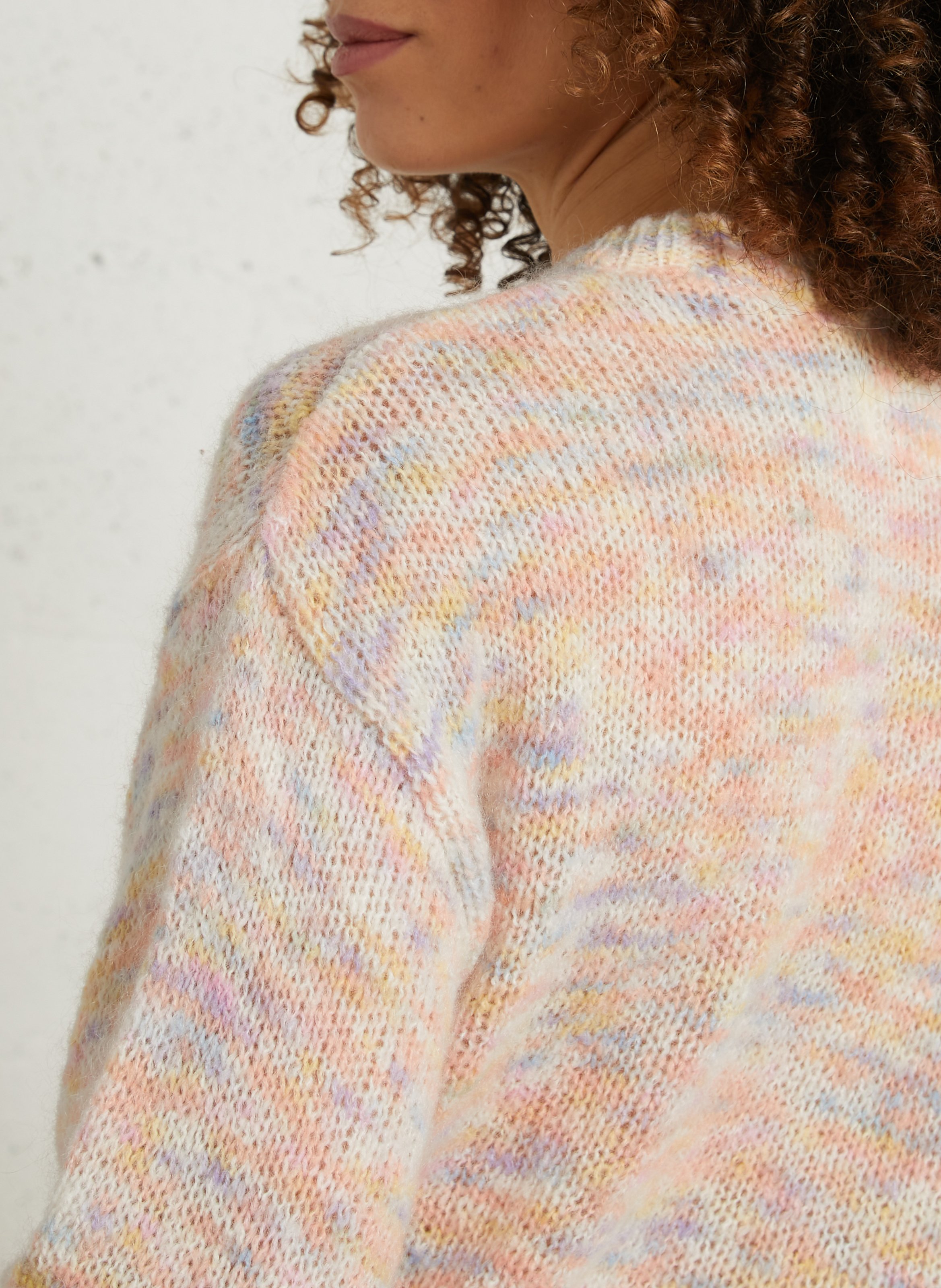 Pull oversize col rond en laine mélangée DES PETITS HAUTS Multicolore