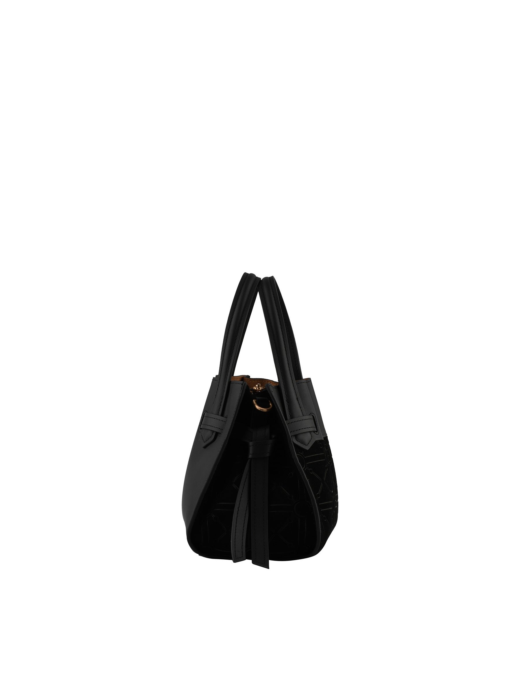 Suede and leather handbag Black