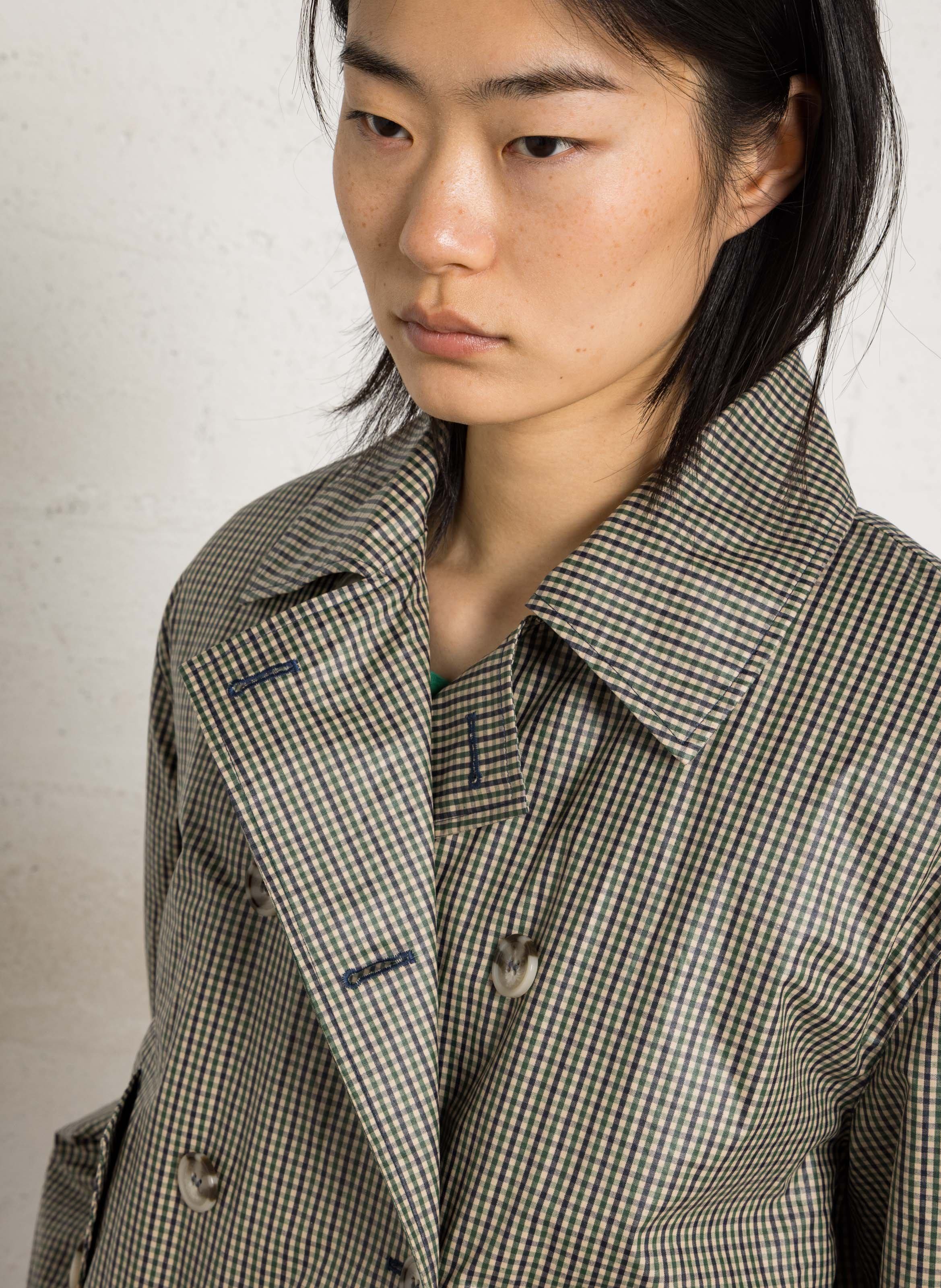 Oversized jas met klassieke kraag in bedrukte katoen LEON & HARPER Groen