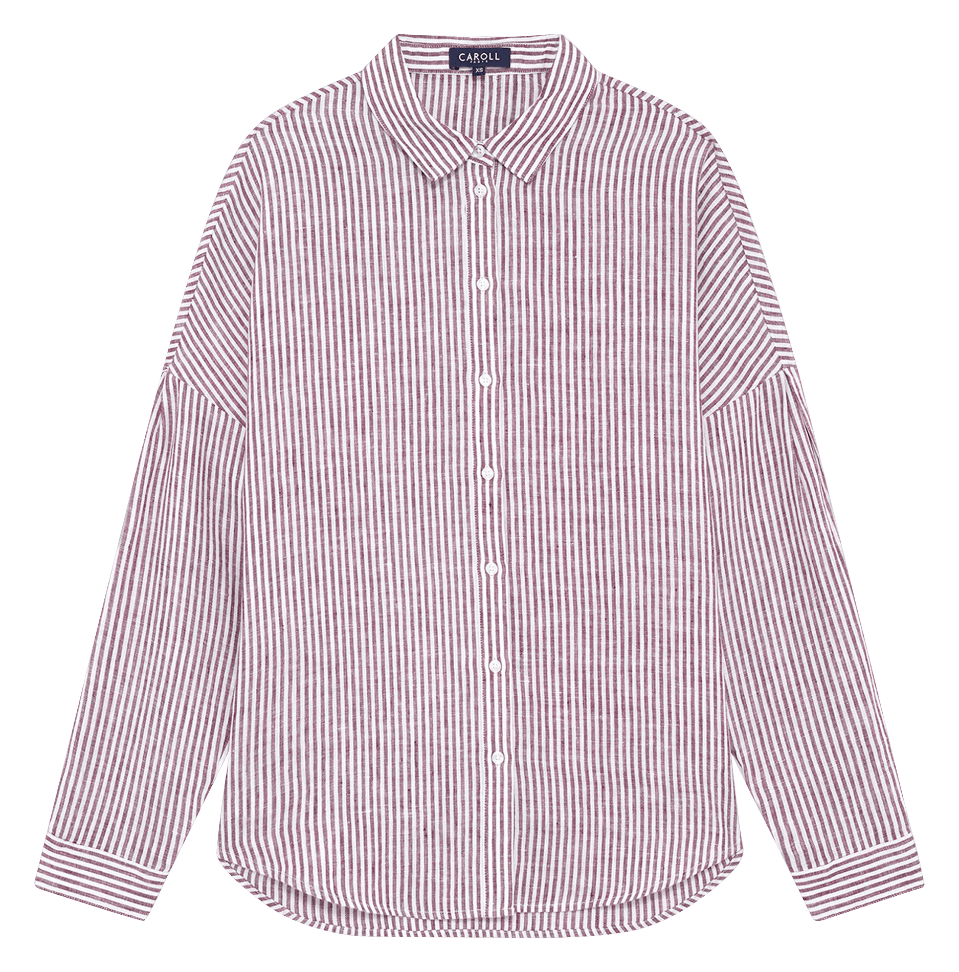 Linen striped classic collar shirt CAROLL Red