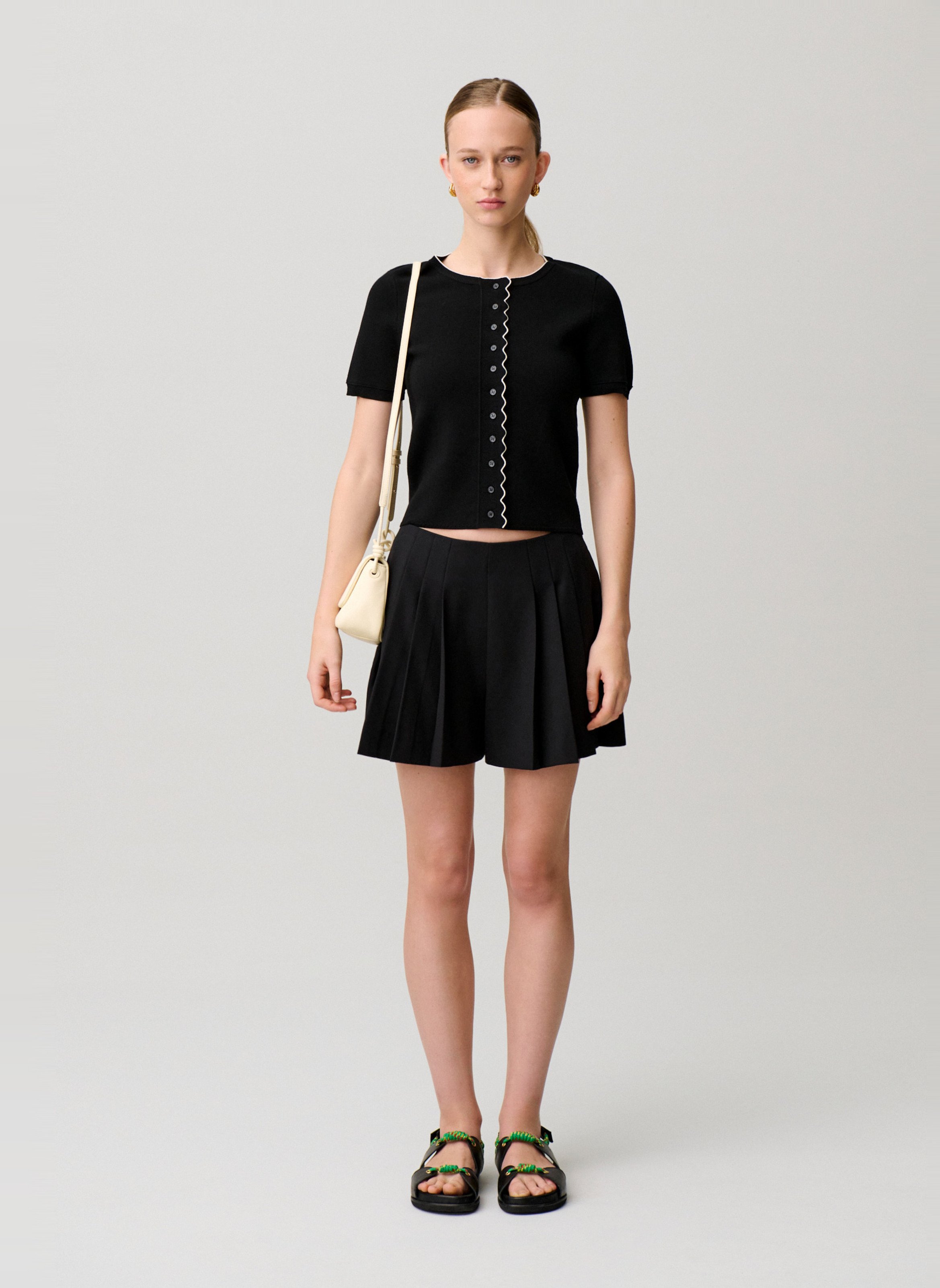 Gilet droit col rond en maille CLAUDIE PIERLOT Noir