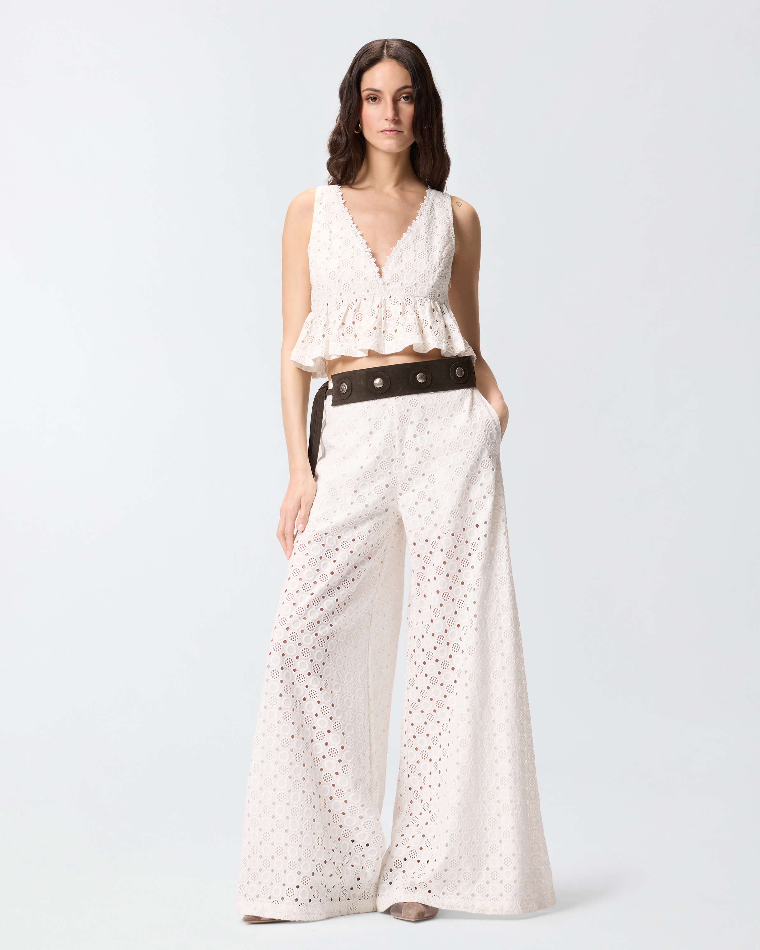 Pantalon à motif ajouré PINKO Blanc